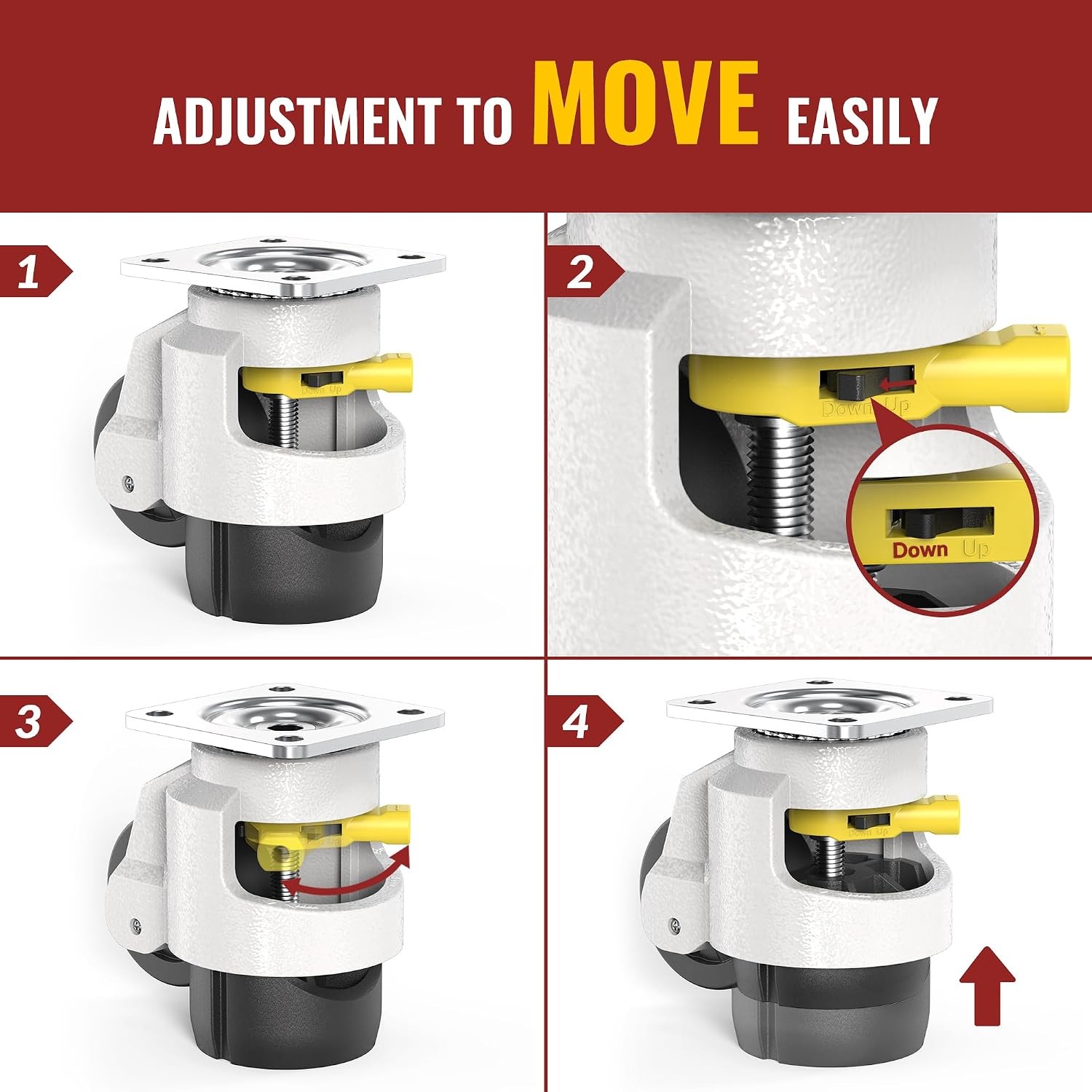 HOLKIE Leveling Casters with Ratchet Handle Design丨Total Capacity 3300 lbs | TD1