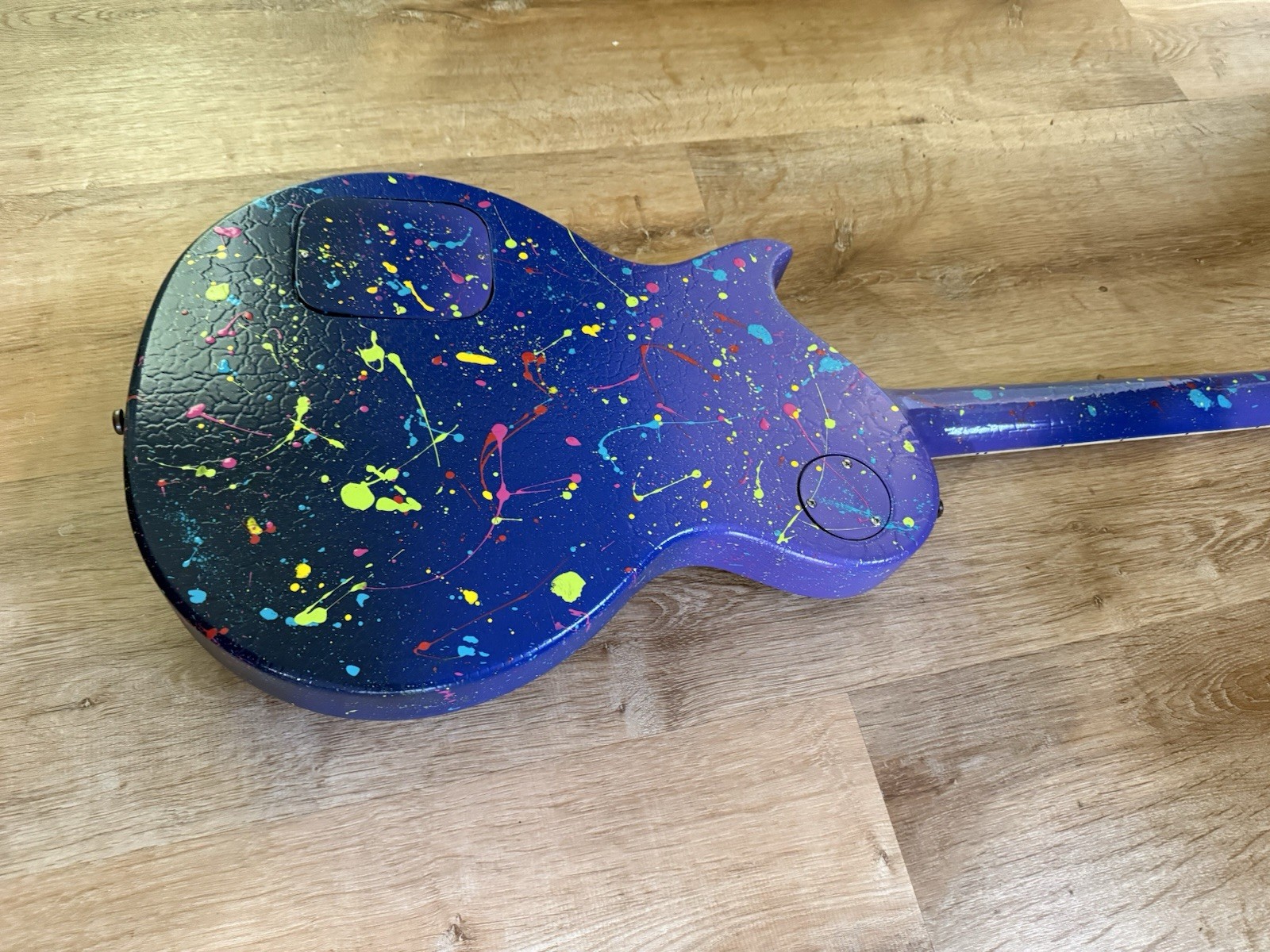 Custom Hand-painted LP Style Guitar – Blue/Purple Splatter Finish