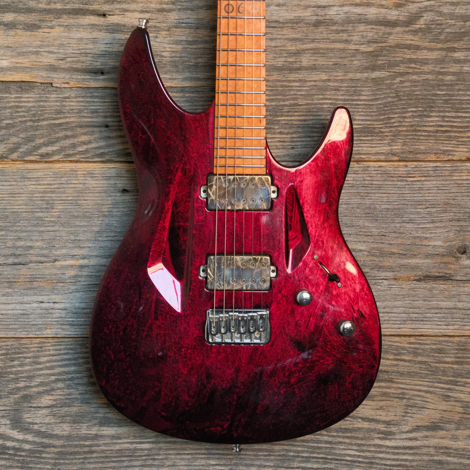 Used Aristides 060 Custom Build Guitar – Ruby Red Marble Burst Gloss w/Case