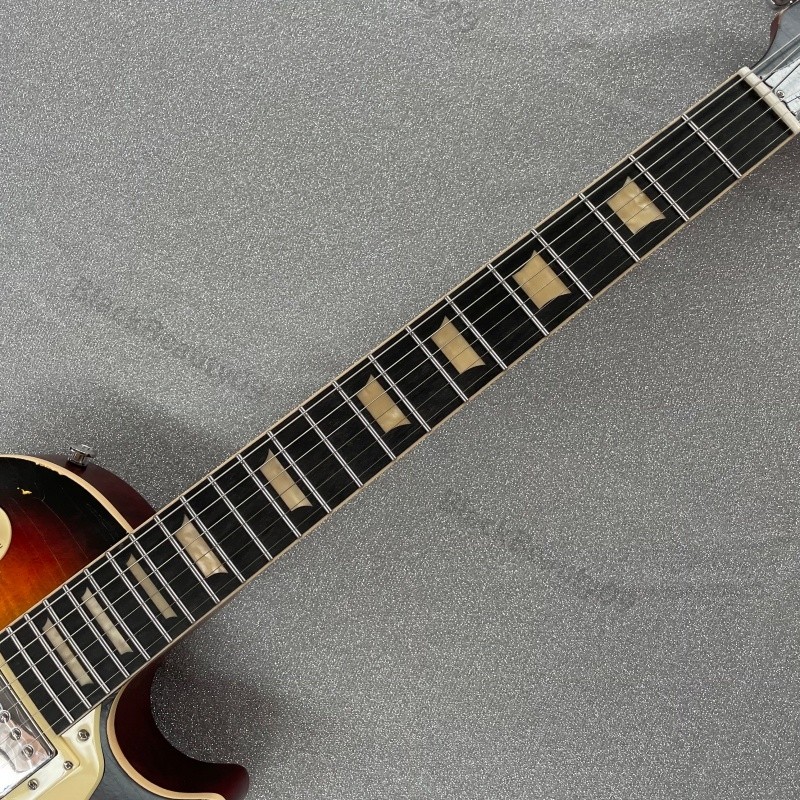 Electric Guitar Heavy Aged Flamed Maple Top Bone Nut Stainless Rounded Fret Edge