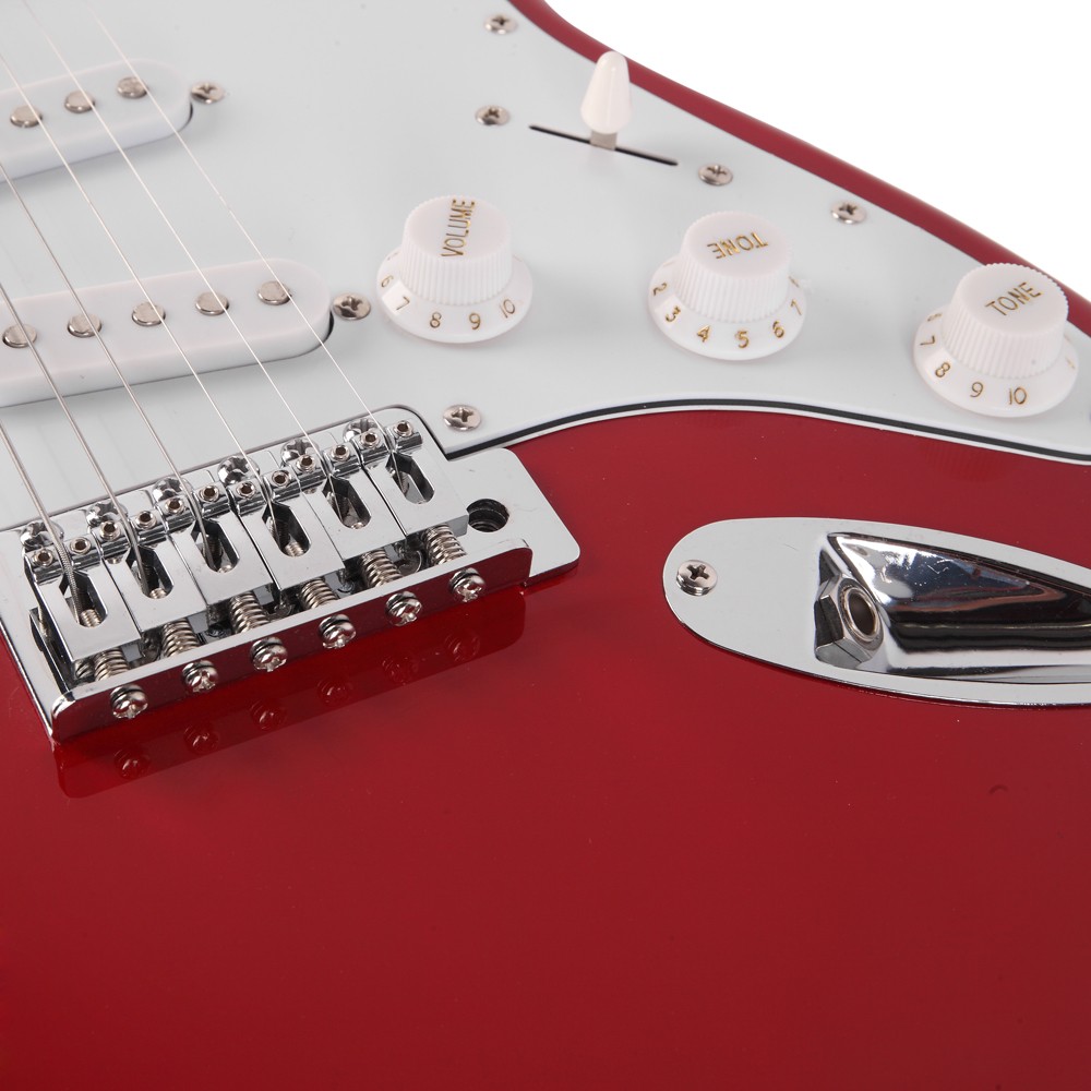 Glarry GST Electric Guitar Maple Red Right Handed For Student With Bag