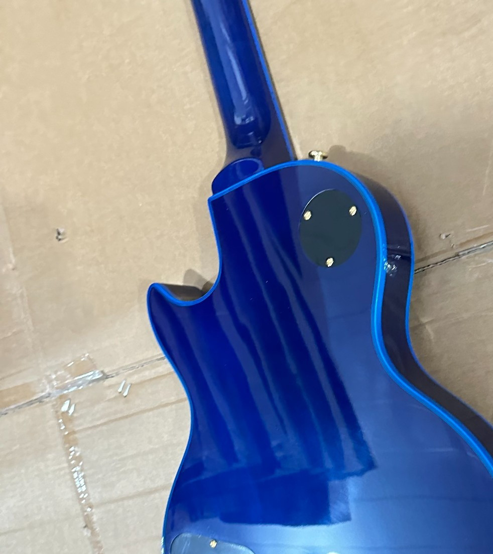 Dark Blue LP Style Electric Guitar Rosewood Fingerboard Gold Hardware