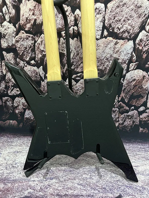 Factory Custom Electric Guitar Double Neck Black Color Tremolo System 12+6