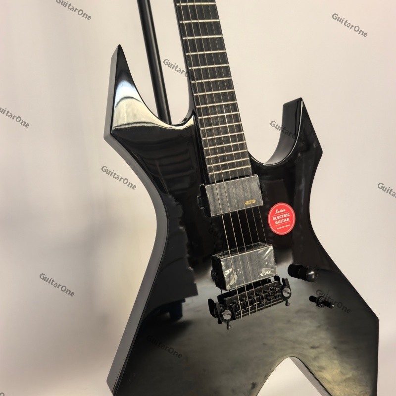 Solid warlock electric guitar Stainless Rounded Fret black H-H Pickups