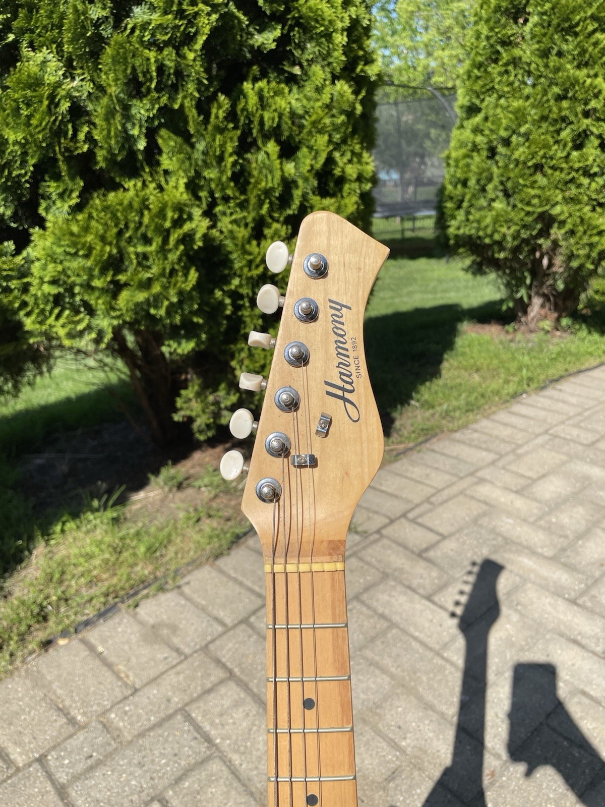 Vintage Harmony Electric Guitar Mini Strat Red 1/2 Size Travel Kids Guitar
