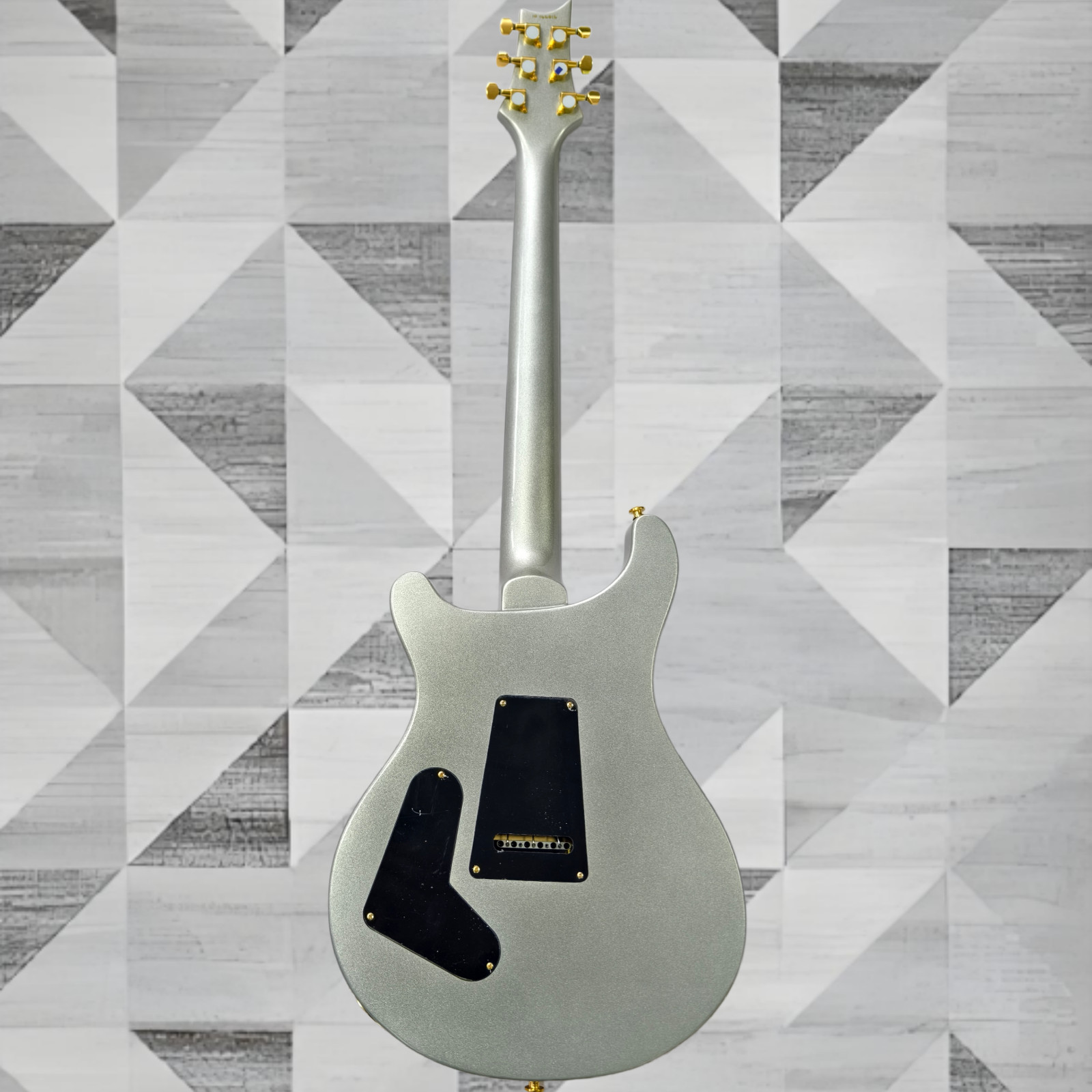 US Ship Metallic Silver Electric Guitar Bird Abalone Fret Inlay Gold Hardware
