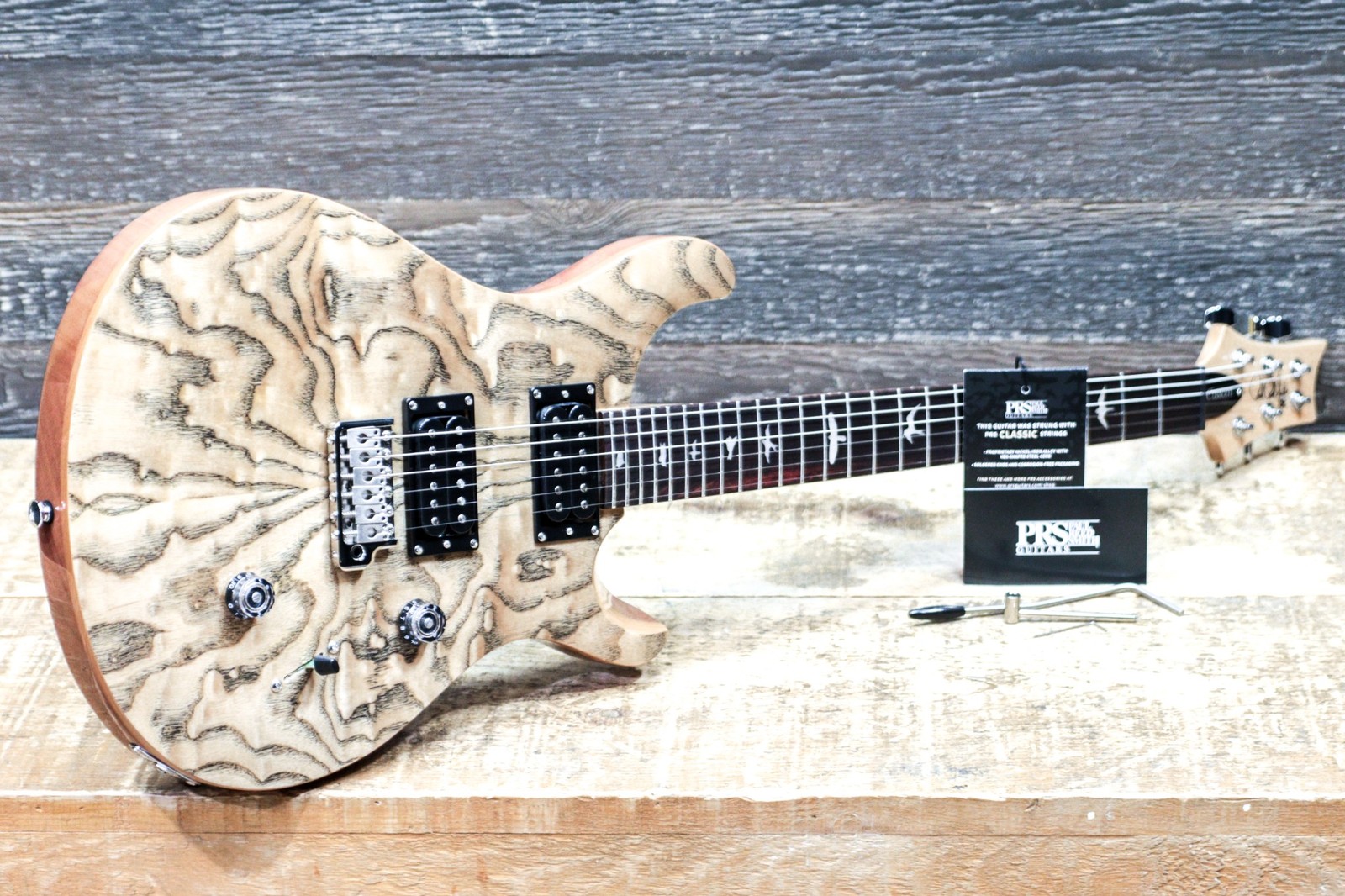 PRS SE Custom 24 Burled Ash Limited Edition Natural El. Guitar w/Bag #G110243
