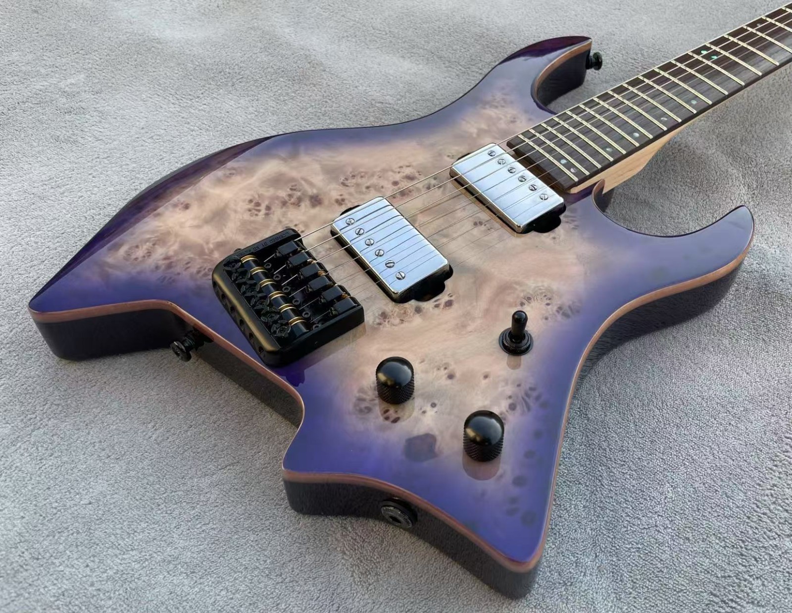 Headless Electric Guitar 6 Strings Abalone Dots Inlays Glossy Finished Guitarra