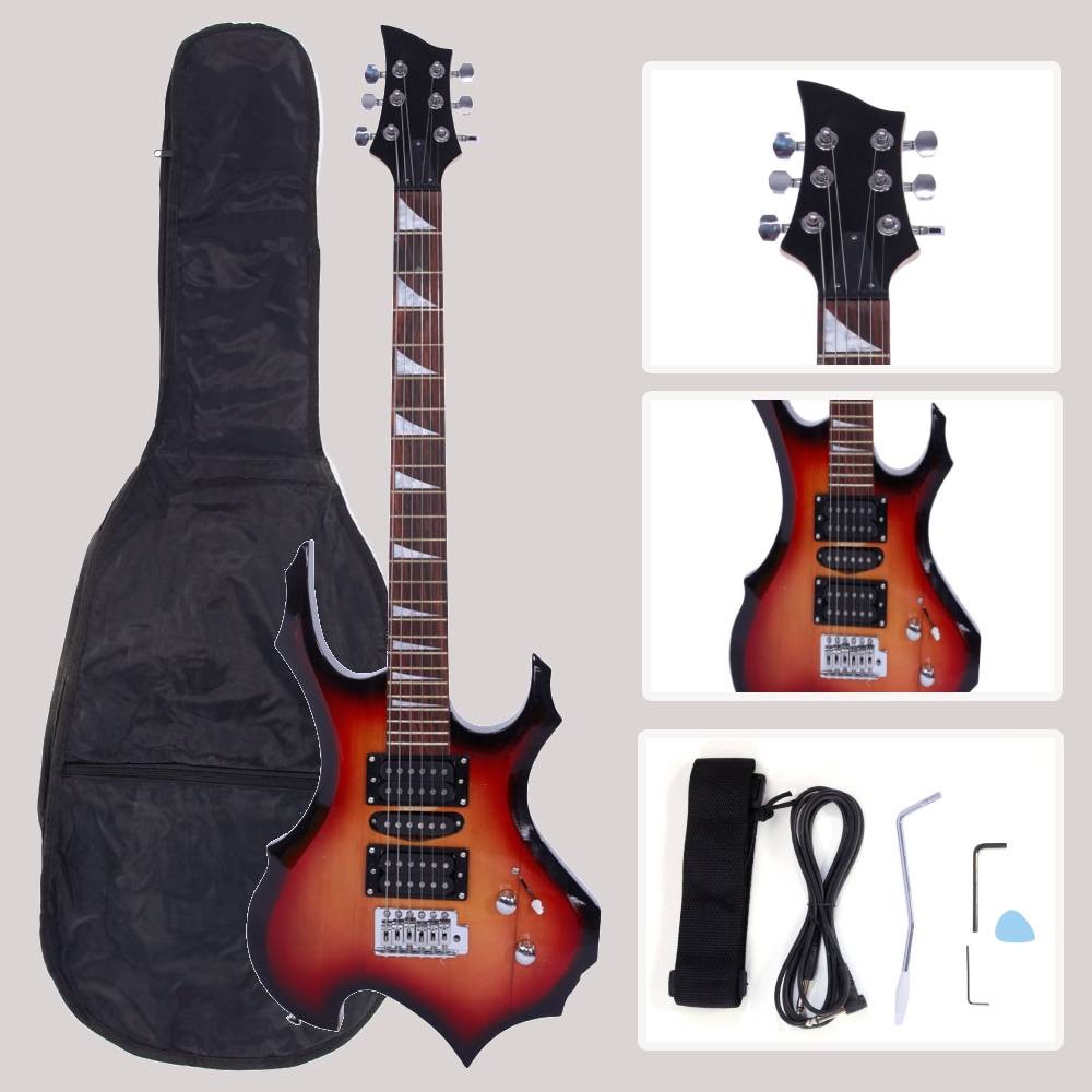 New Flame Type Electric Guitar Sunset +Gigbag +Strap +Cord +Pick +Tremolo Bar