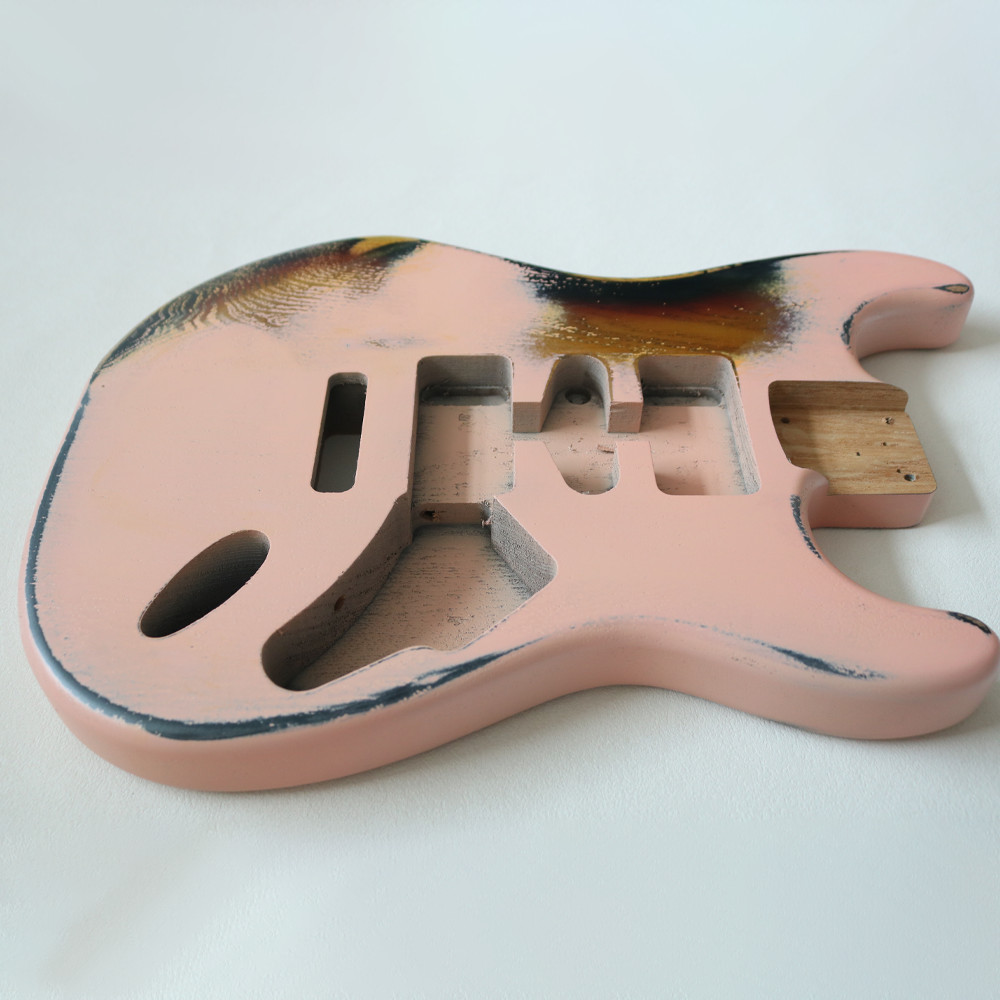 Heavy Relic Electric Guitar Kit Unfinished Elm Body 57MM Pocket In Pink