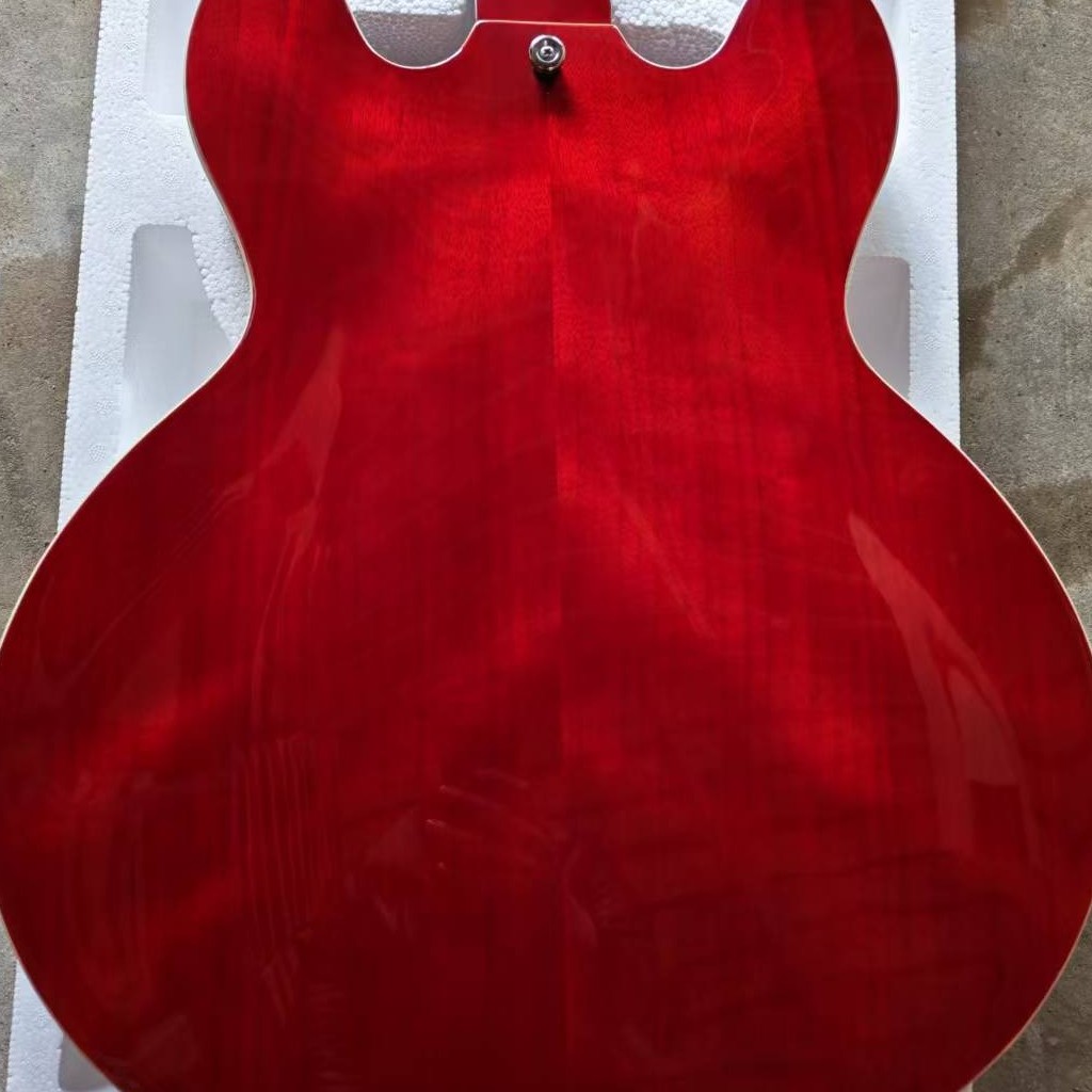 Custom Dot 335 Semi-hollow Cherry Red Electric Guitar HH Pickups 6string Ship US