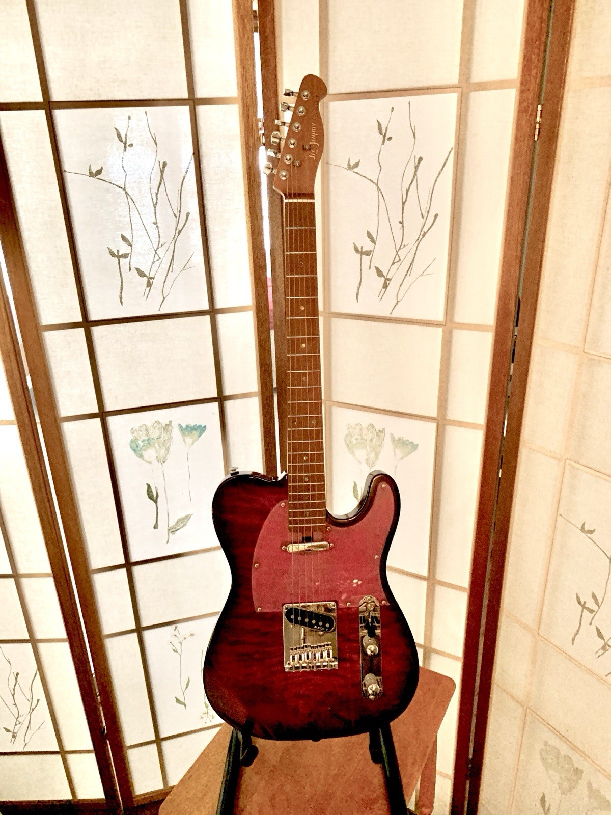 Leo Jaymz Pop caster, Telecaster Style With A Flamed Top, Locking Tuners. Mint