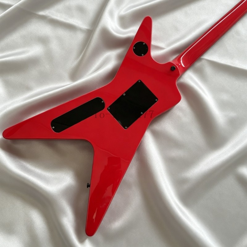 Red Lightning Special Shape Electric Guitar HH Pickup Black Hardware FR Bridge