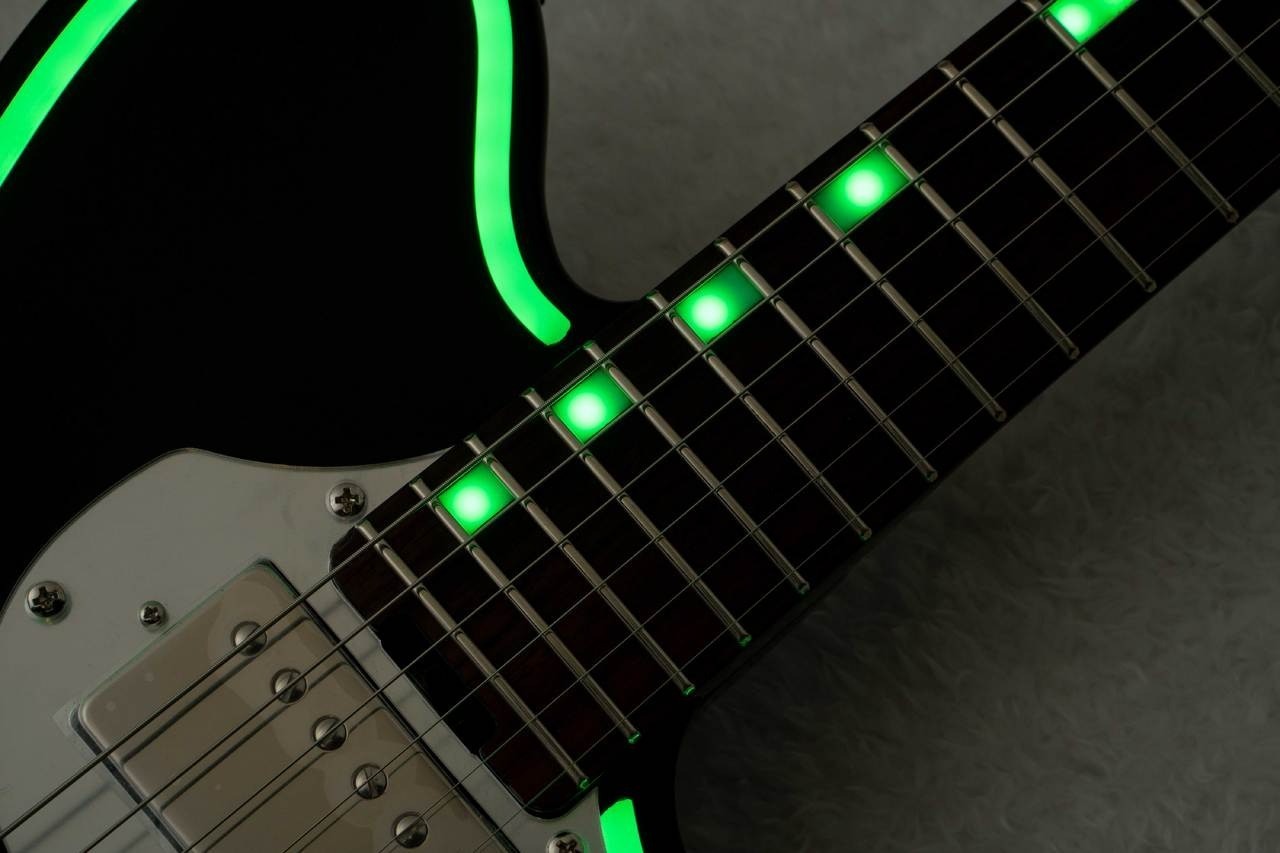 GrassRoots G-THROBBER-Neon Black Green Neon Electric Guitar From Japan