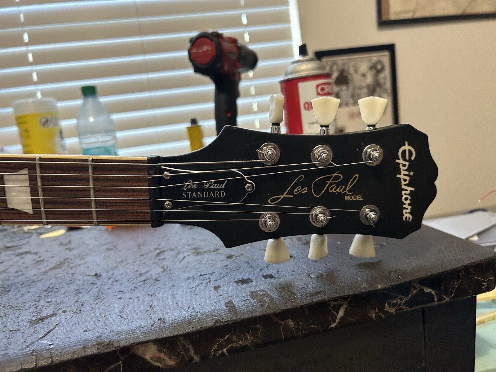 Modded Epiphone Les Paul guitar