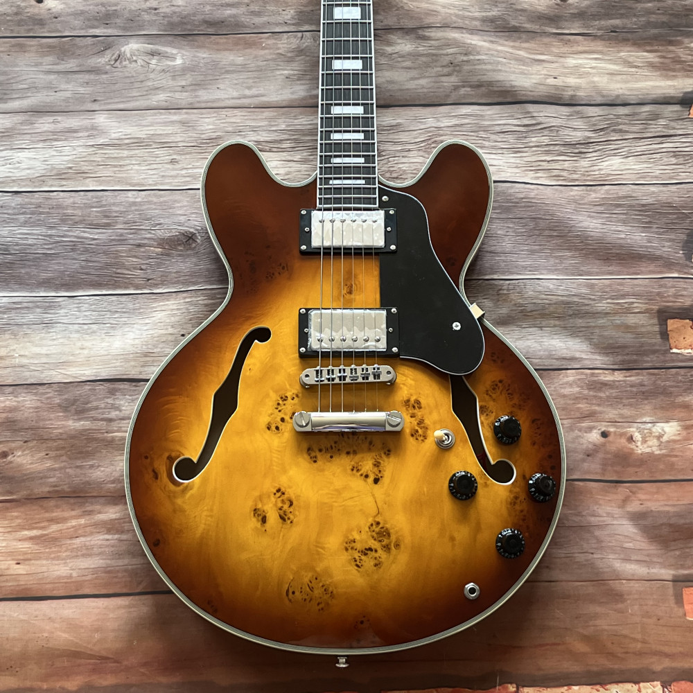 Custom 335 Sunburst Electric Guitar HH Pickups Rosewood Fretboard free shipping