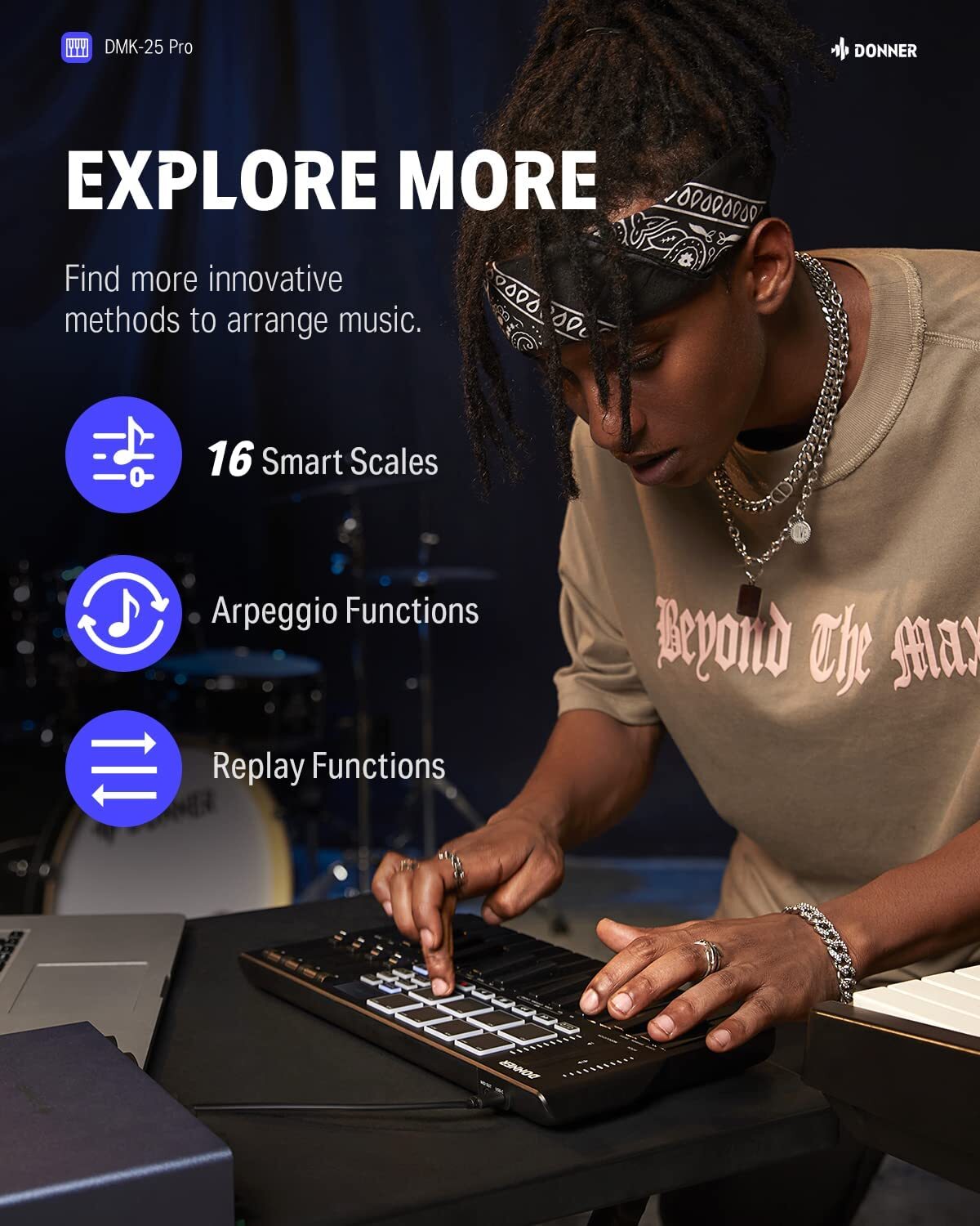 Donner DMK-25 Pro USB MIDI Keyboard Controller + DAW Software 40 Teaching Course