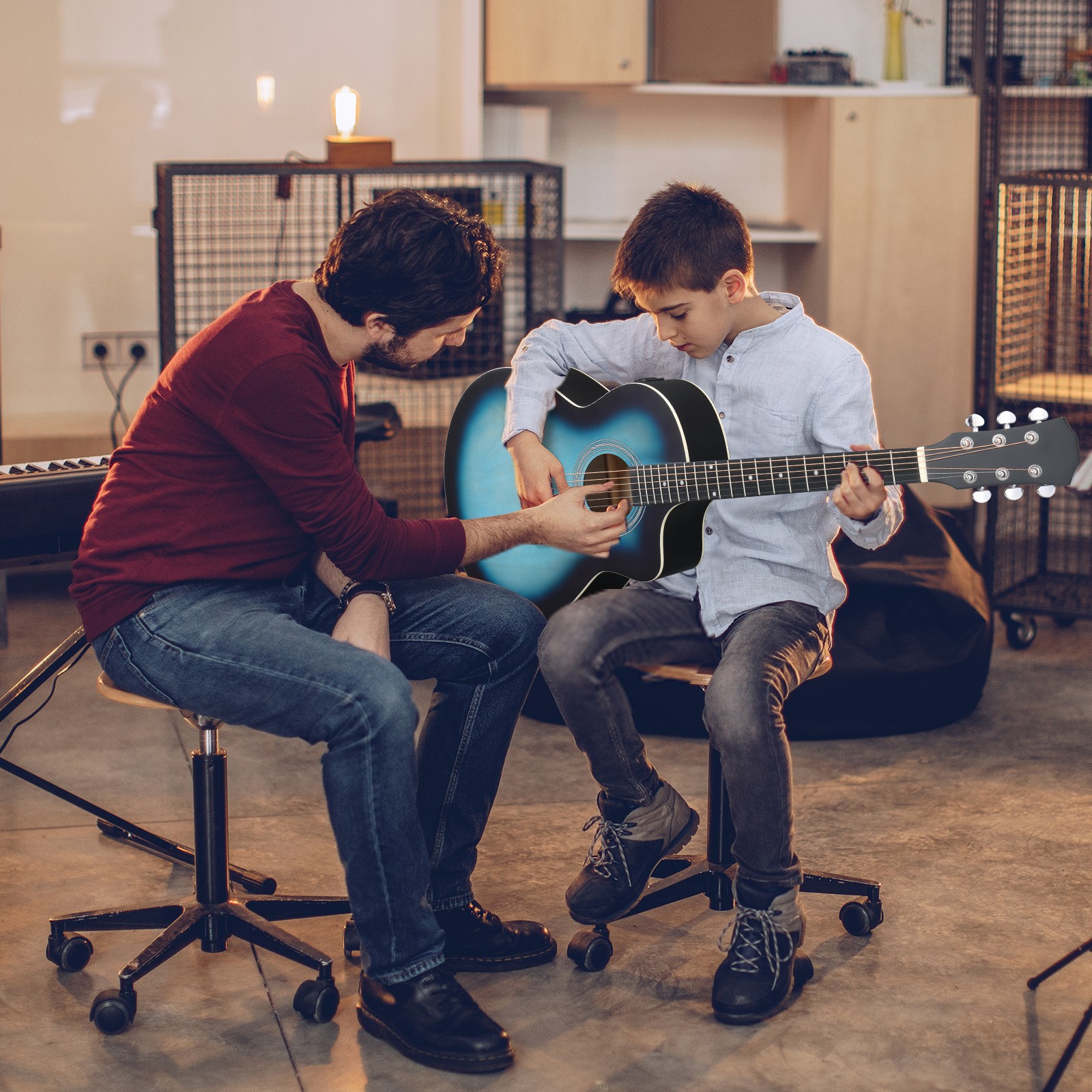 Full-Size 41 Inch Acoustic Electric Guitars Kit for Beginner With 15W Amp