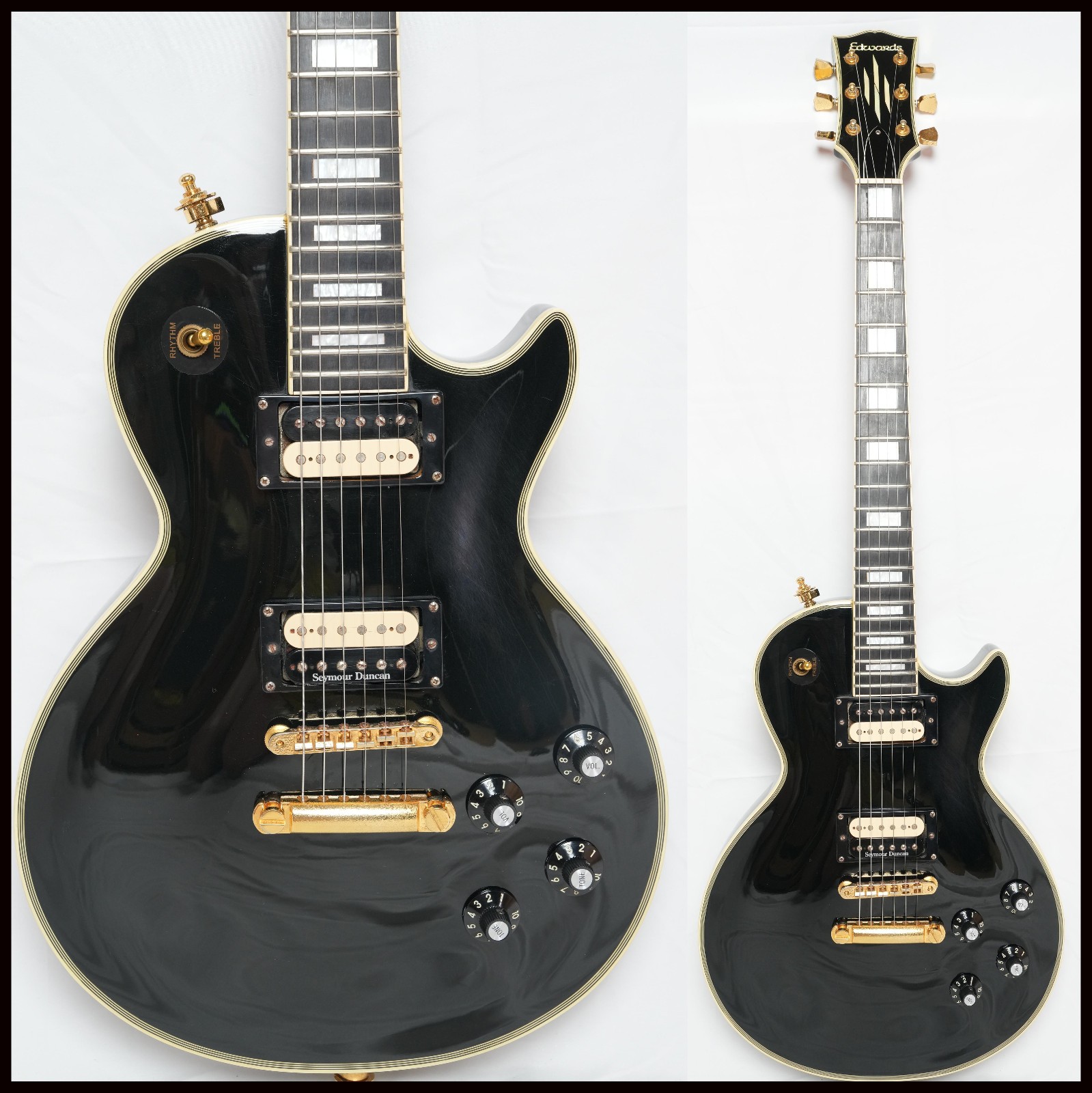 EDWARDS by ESP E-LP Les Paul Custom Black, early model, extra-thick neck, ebony