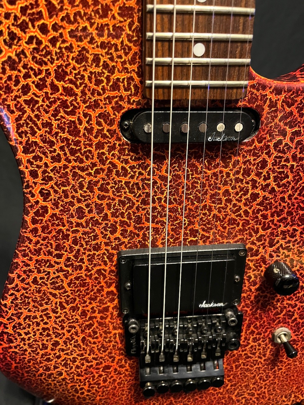 1988 Jackson USA Lava Fire Crackle Limited Edition Guitar Signed-Grover Jackson