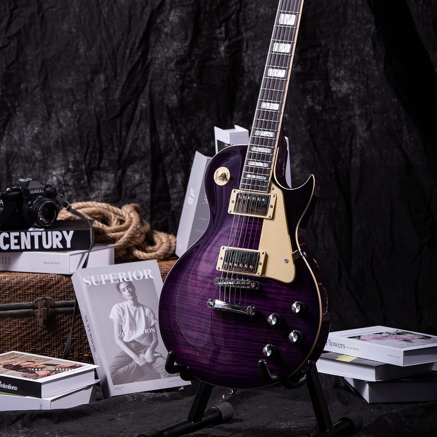 Sleek Purple Electric Guitar with Gigbag LPYS-006