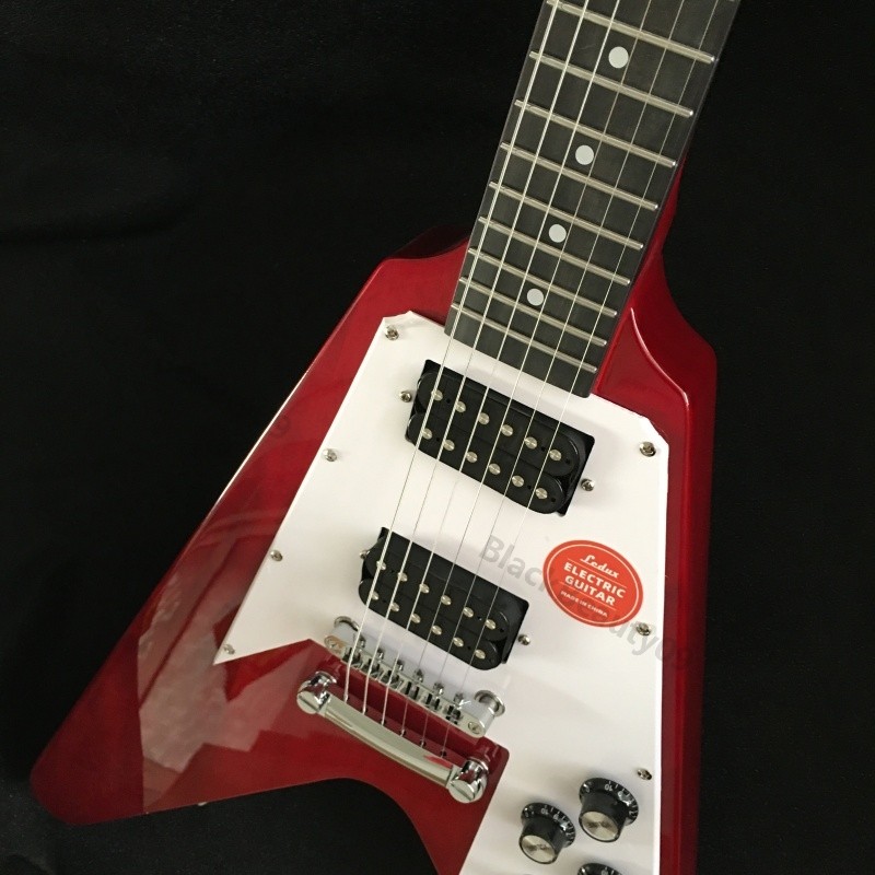 V Shape Electric Guitar Translucent Red Stainless Rounded Fret Edge HH Pickup