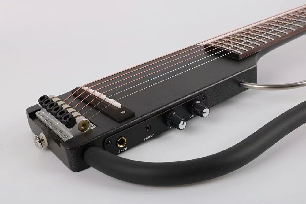 electric acoustic guitar Ultra Short Headless silent travel portable in black