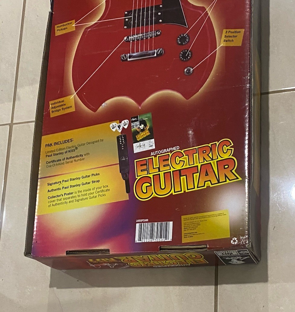 Paul Stanley Hand Signed Red Kiss Electric Guitar Lyon By Washburn Picks 2007