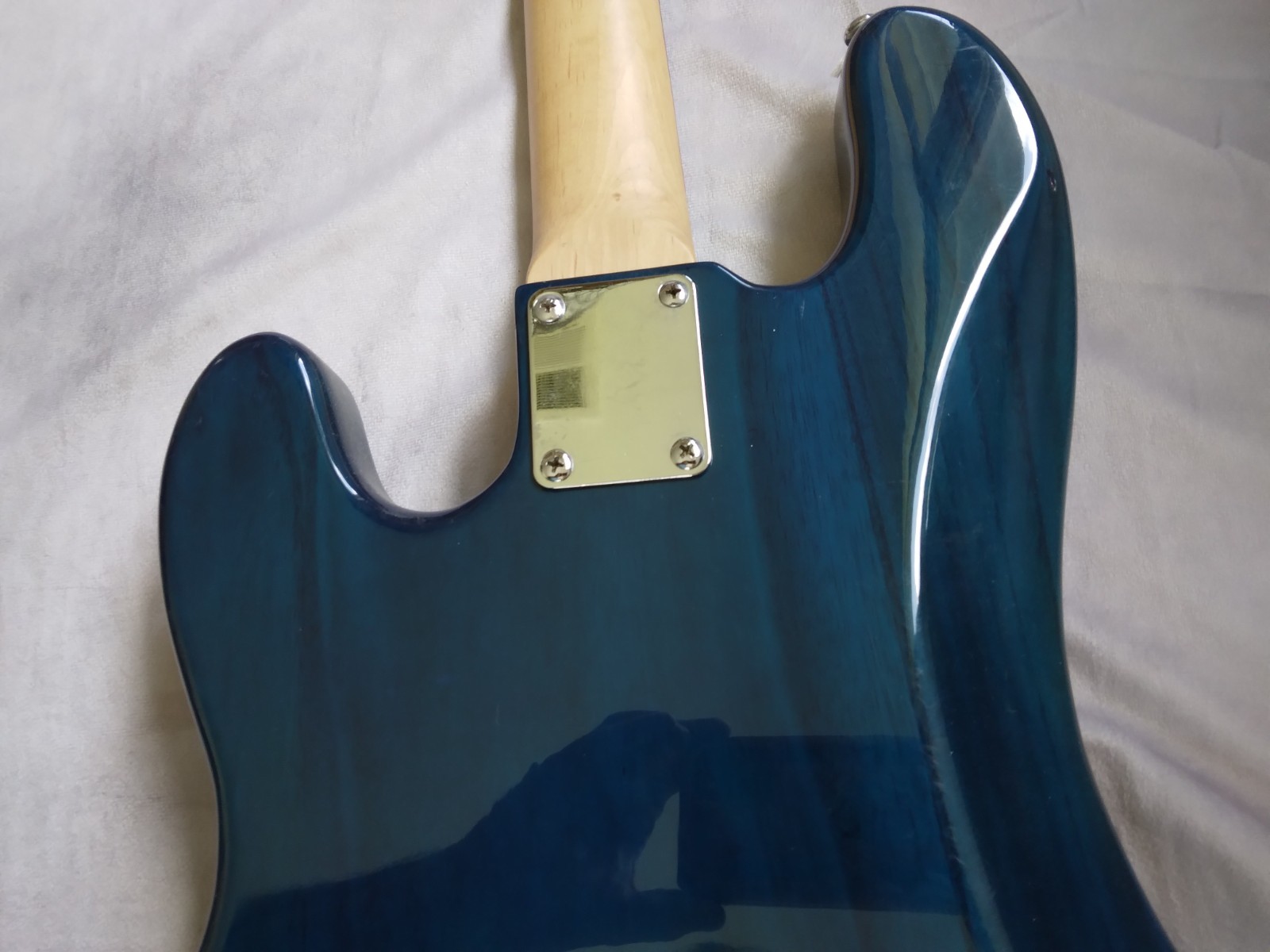 Classic Precision Bass Guitar Clone, Transparent Blue Gloss Finish, Full Scale