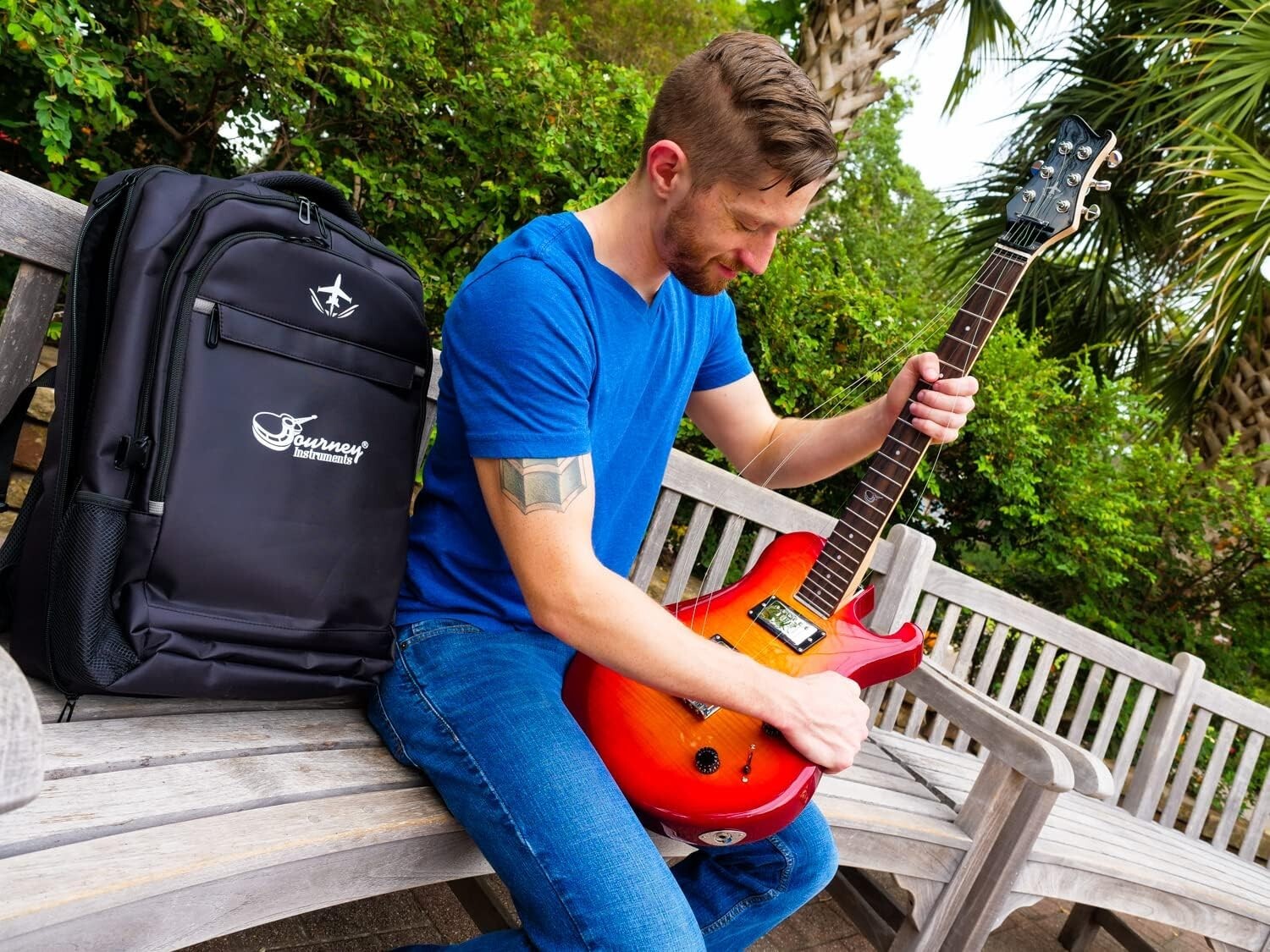 Journey Instruments – OE990CB CHERRY Overhead Collapsible Electric Travel Guitar