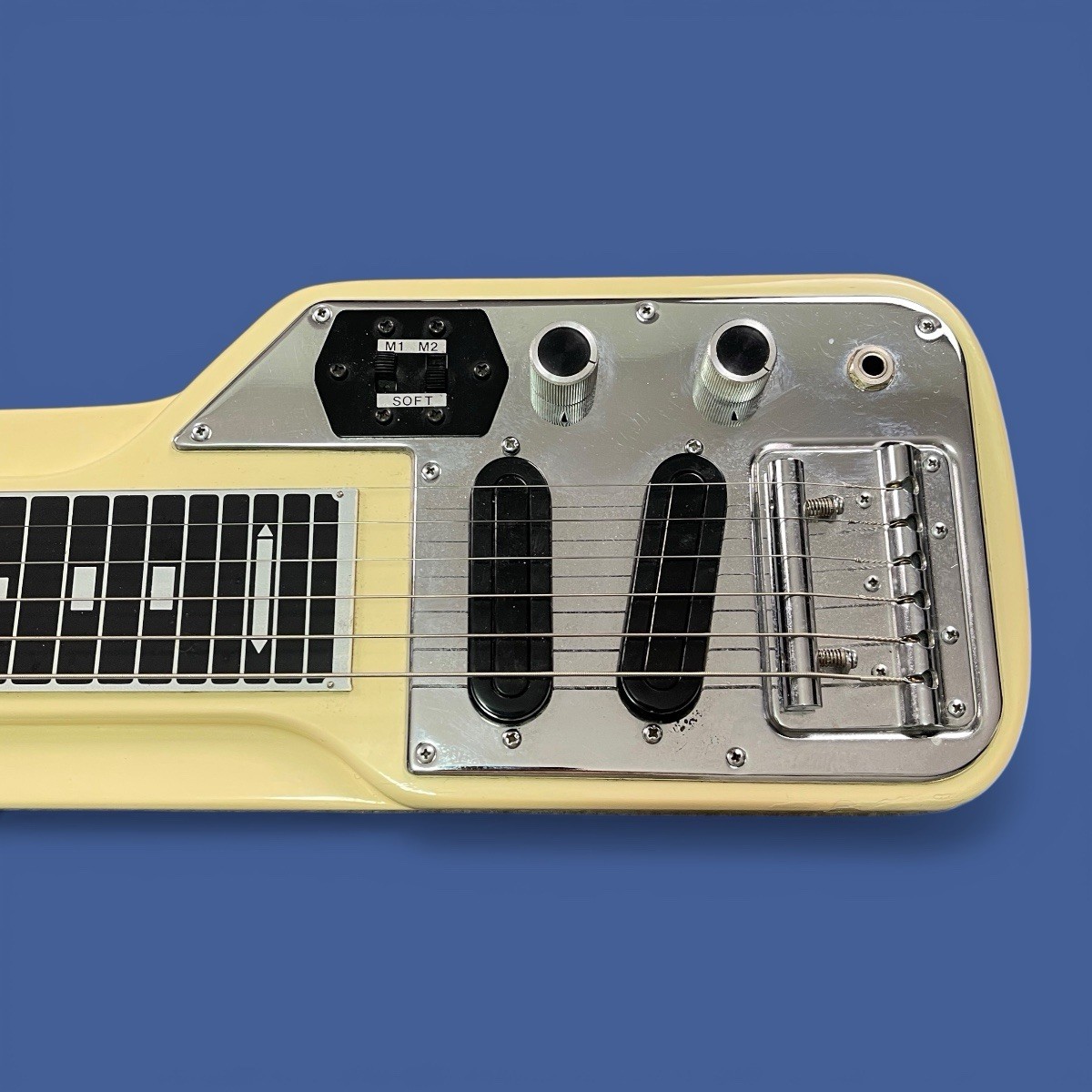 1960s Guyatone HG-92 Double Pickup Lap Steel MIJ Aged Ivory with Soft Case