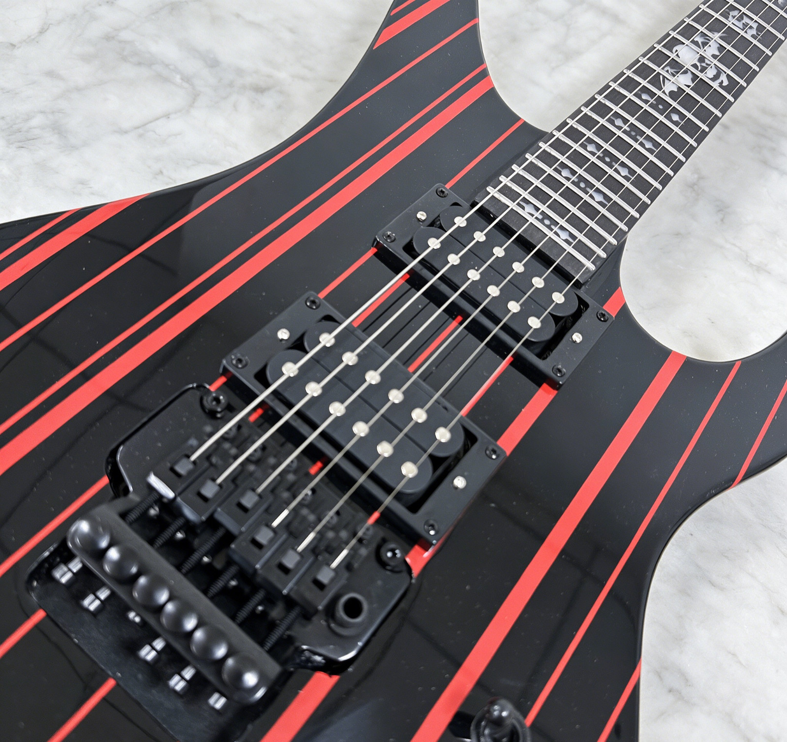 Black Red Striped Synyster Gates Style Electric Guitar HH Pickups Floyd Rose