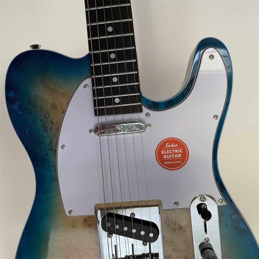 Solid Electric Guitar Poplar Burl Top Solid Body Maple Fretboard Blue Burst
