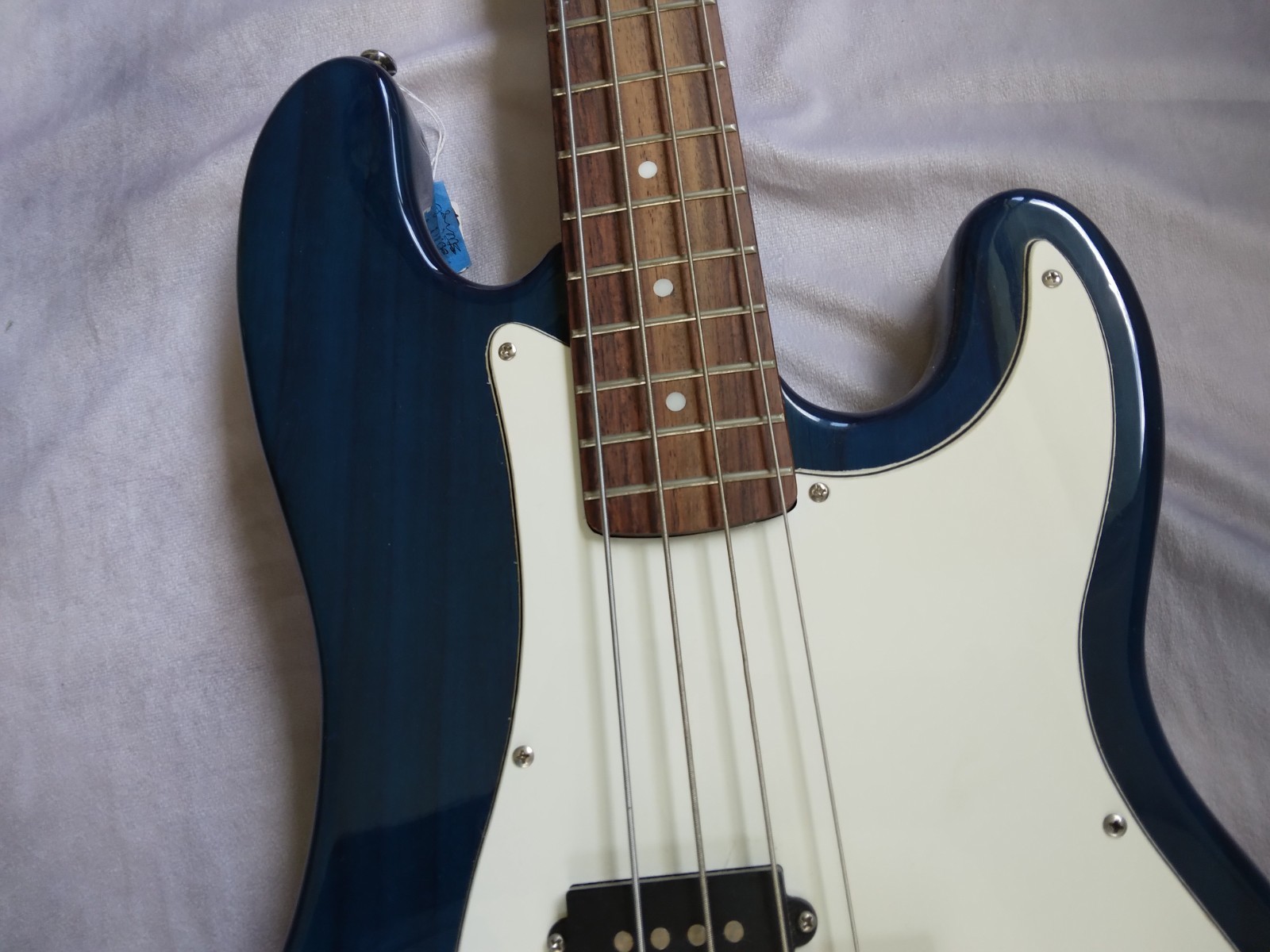 Classic Precision Bass Guitar Clone, Transparent Blue Gloss Finish, Full Scale