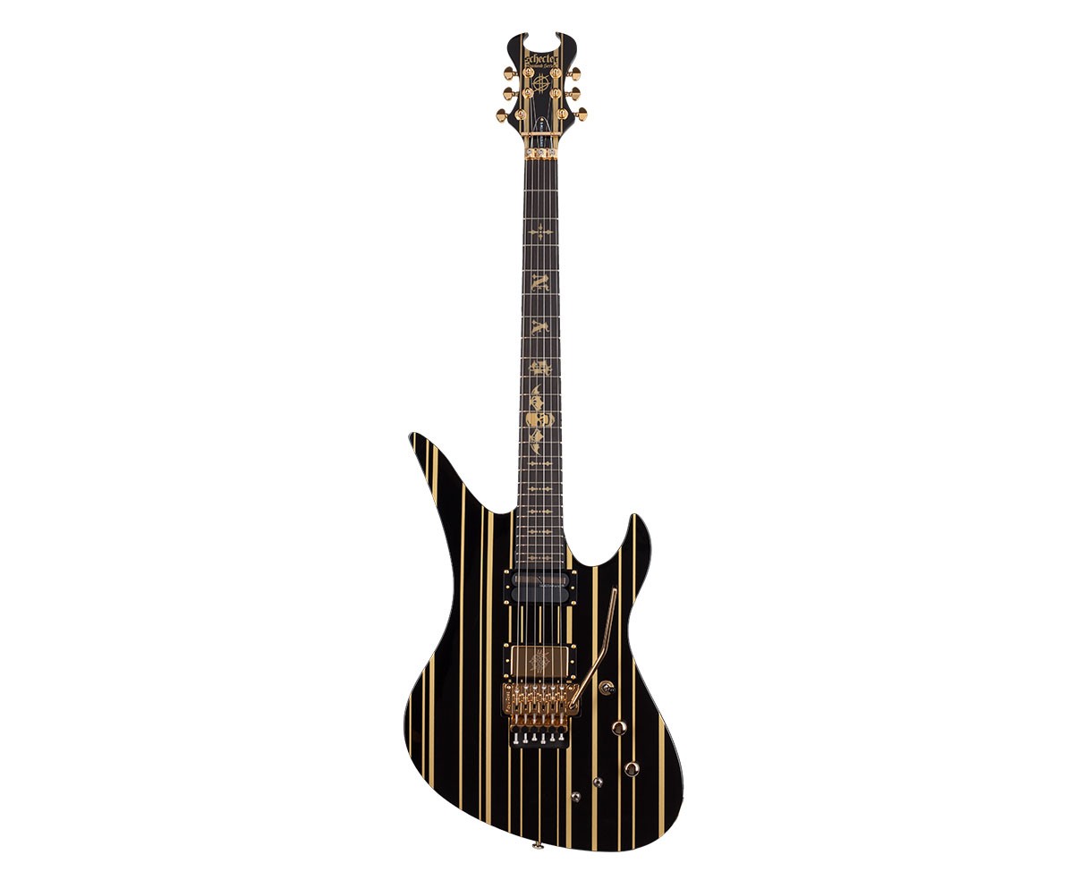 Schecter Synyster Gates Custom-S Guitar – Black w/Gold Stripes