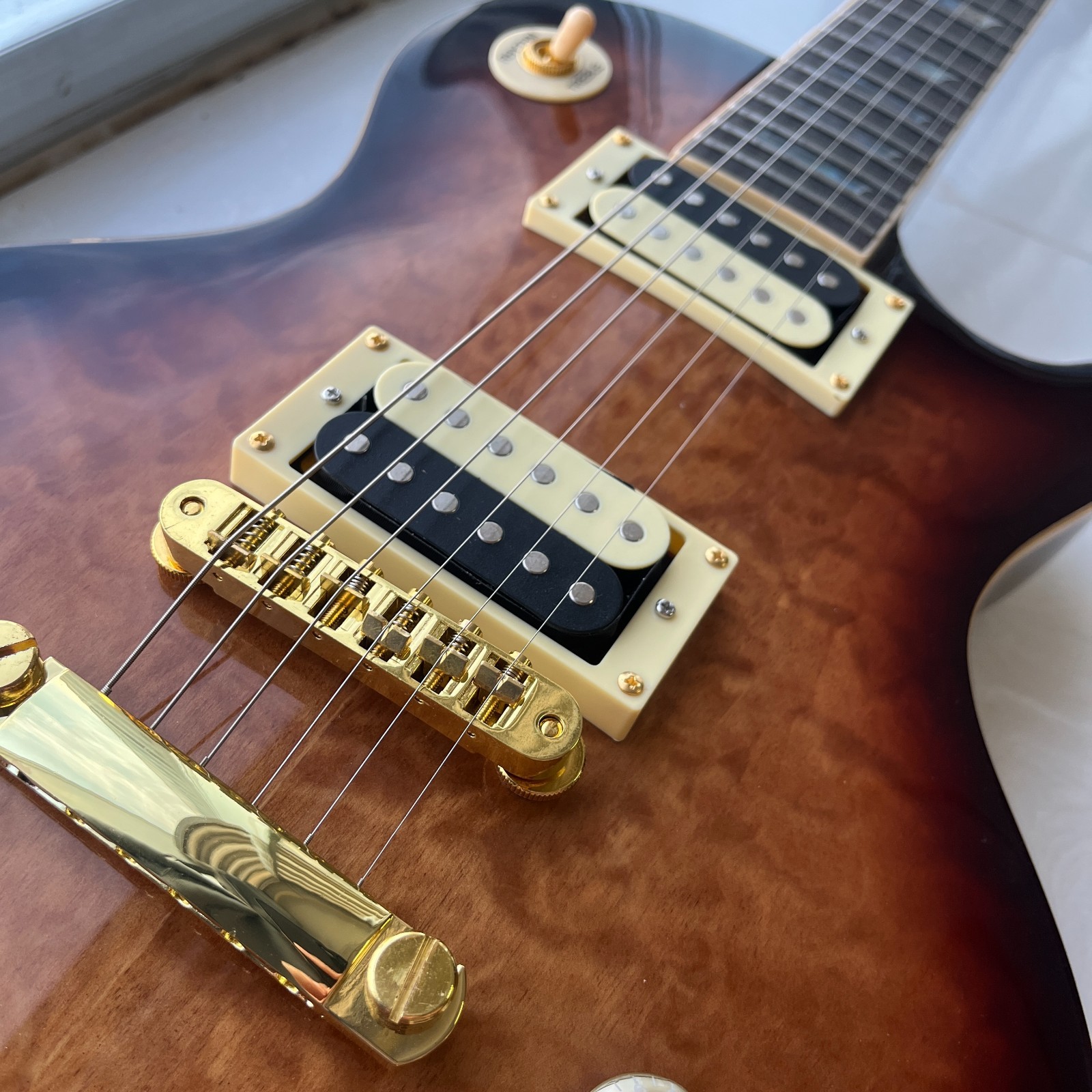 Brown LP Style Electric Guitar Rosewood Fingerboard Zebra pickups