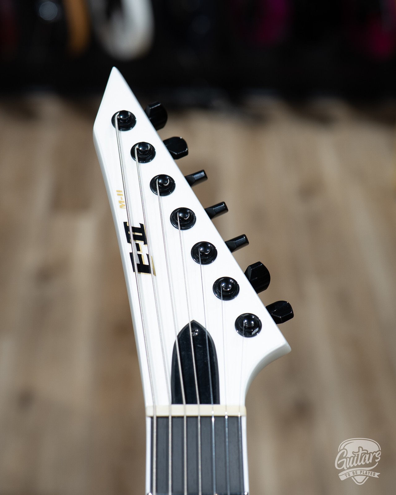 ESP E-II M-II 7B Baritone 7-String Evertune Guitar w/ Case – Pearl White