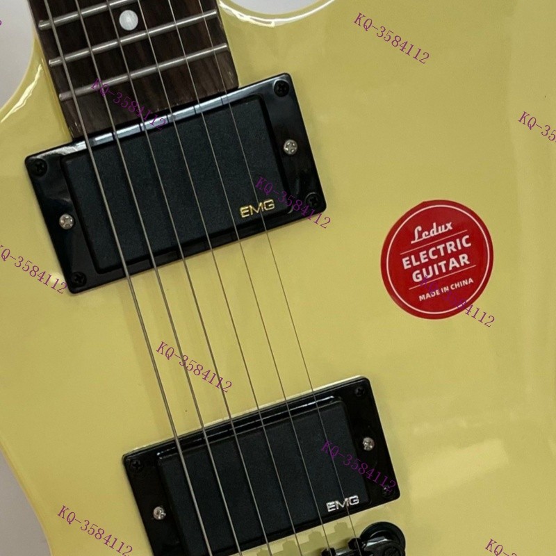 Solid Body Electric Guitar Stainless Rounded Fret Edge Black Parts Cream Stock