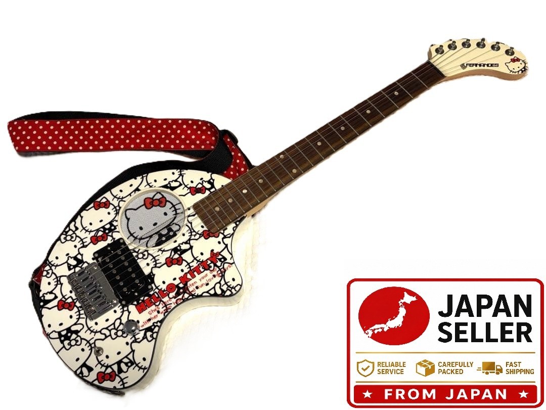 FERNANDES ZO-3 Hello Kitty White Sanrio Built-in Amp Guitar Japan