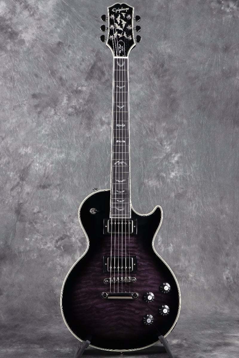 Epiphone Inspired by Gibson Bats in Flight Les Paul Custom Quilt Dark Purple Bur