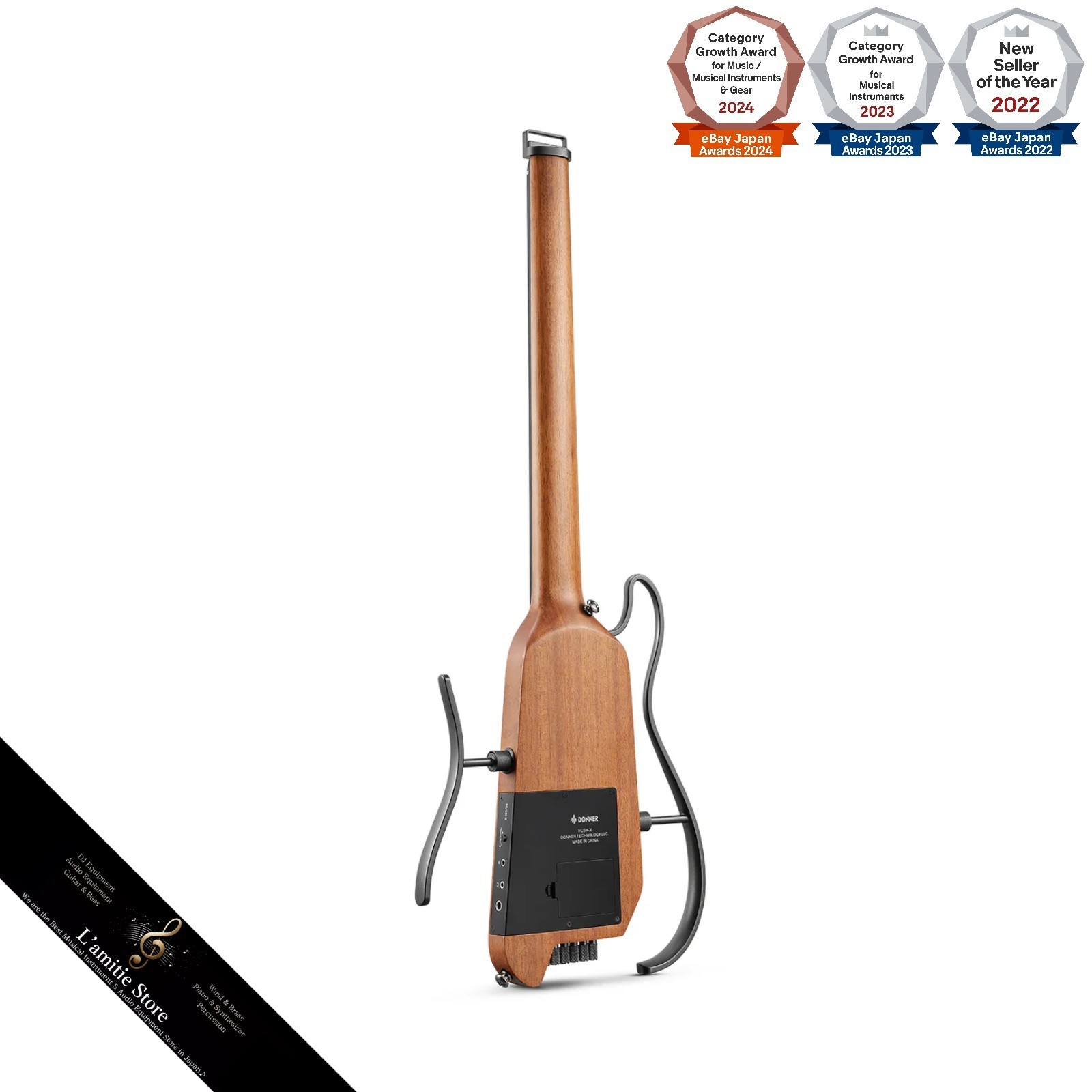 Donner HUSH-X Headless Electric Guitar Travel Compact Lightweight Natural Japan