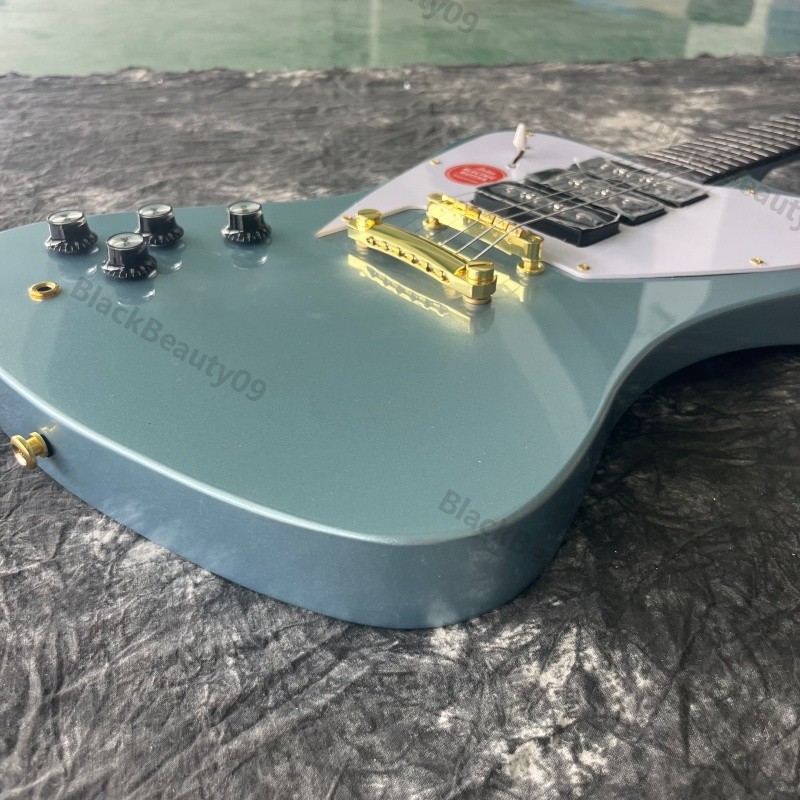 Left-Handed Electric Guitar Blue 3 P90s Pickups Stainless Rounded Fret Edge
