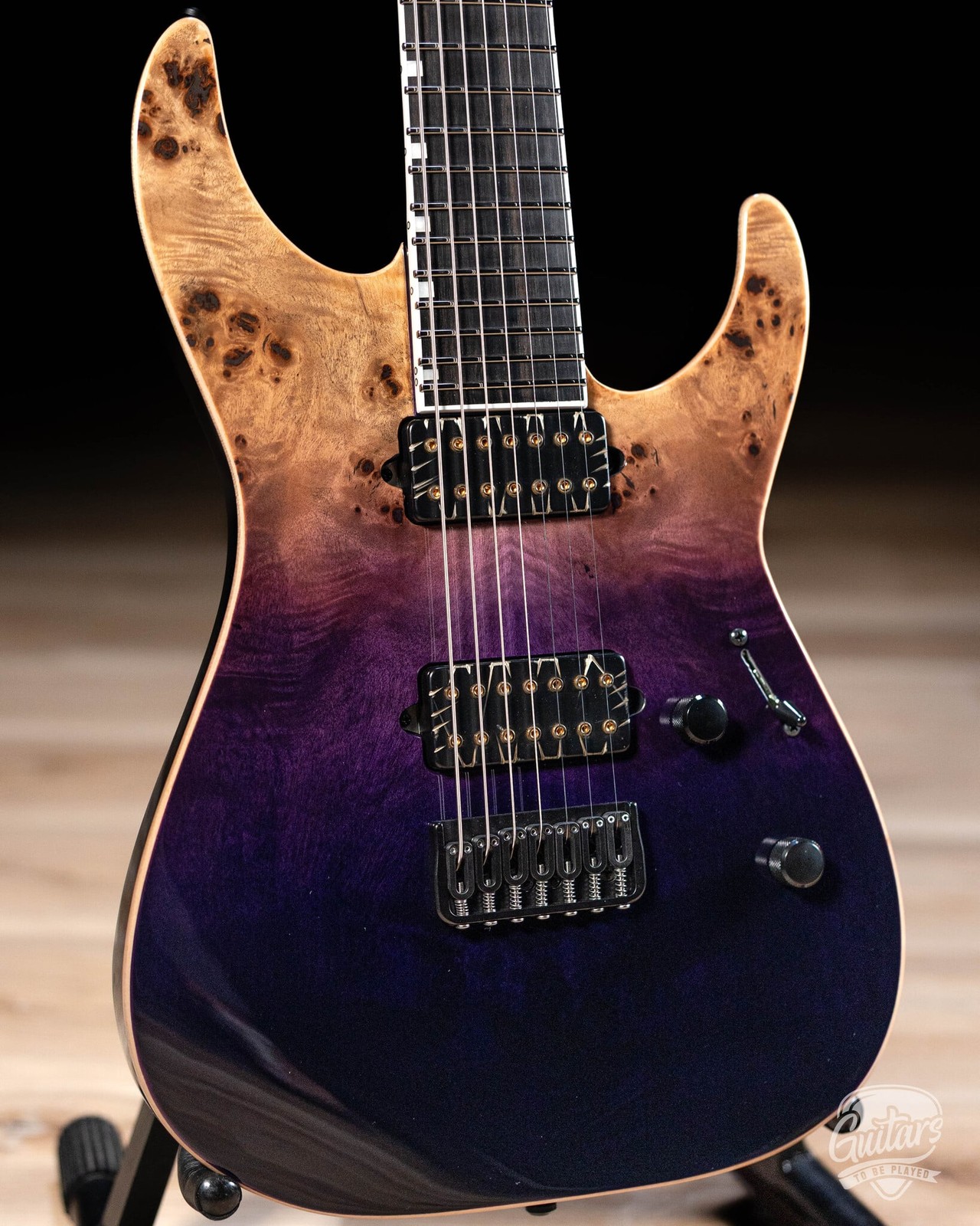 ESP E-II M-II 7 NT Bare Knuckle 7-String Guitar w/ Case – Purple Natural Fade