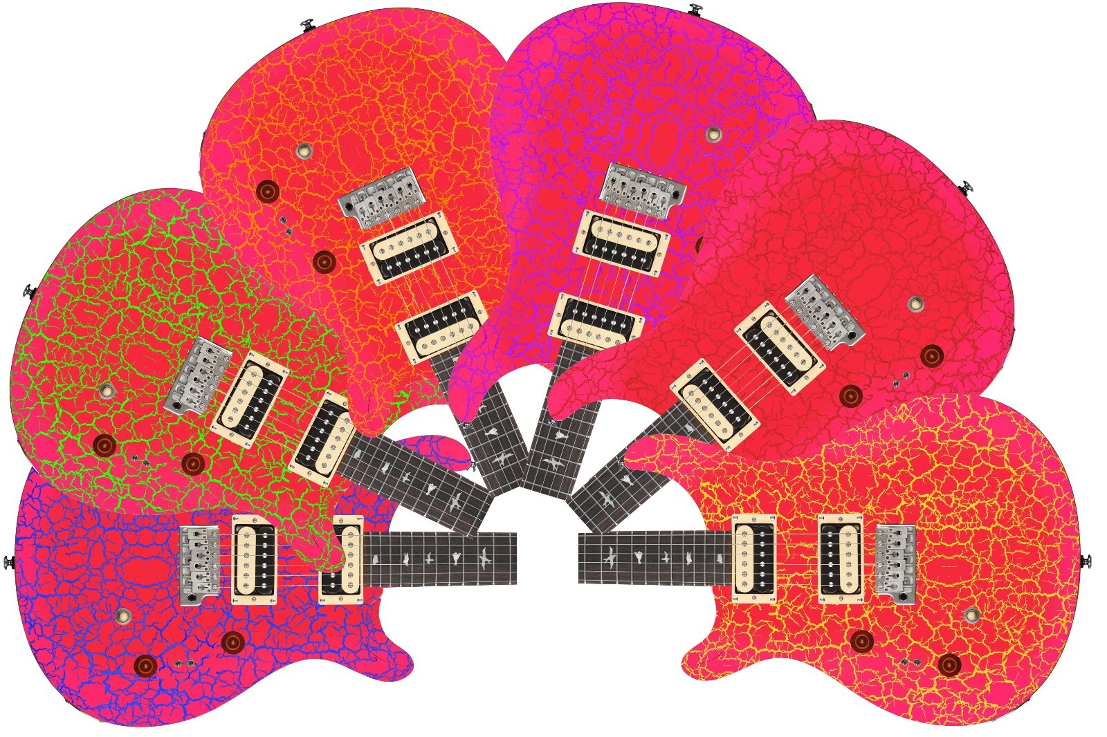Guitar Wrap Skin Reface Iconic 80’s Burst 6 Volt Crackle Crackle Cherry Pop 1219