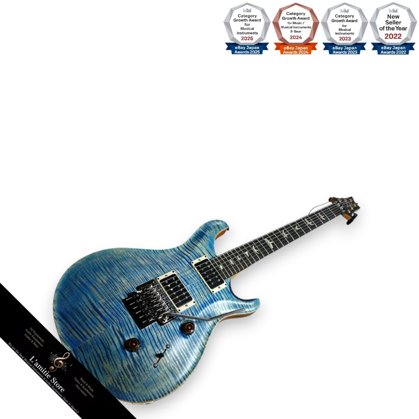 PRS Custom 24 Floyd 10-Top Faded Blue Jean Satin Electric Guitar