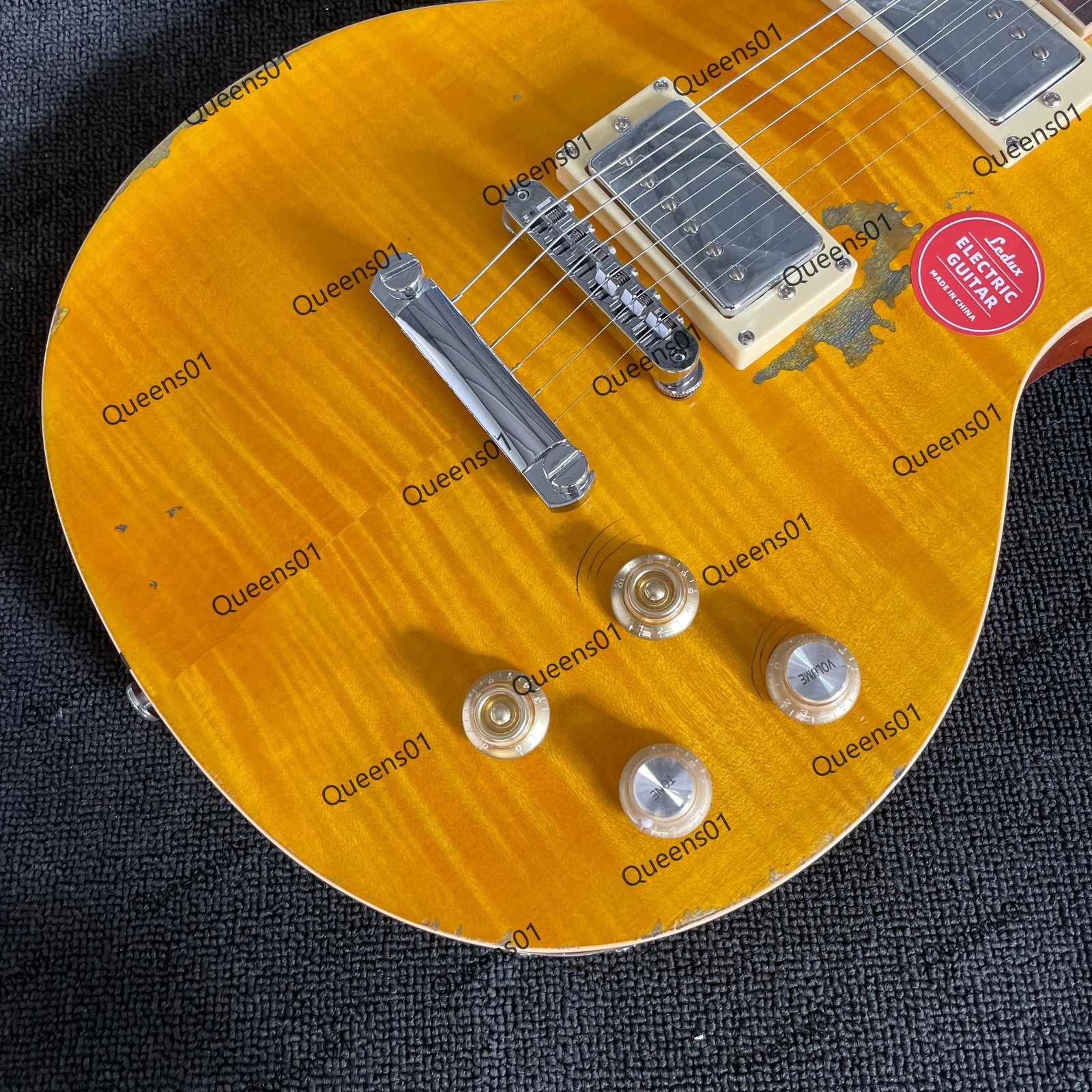 Electric Guitar Flamed Maple Top HH Pickups Mahogany Body Vintage Aged In Stock