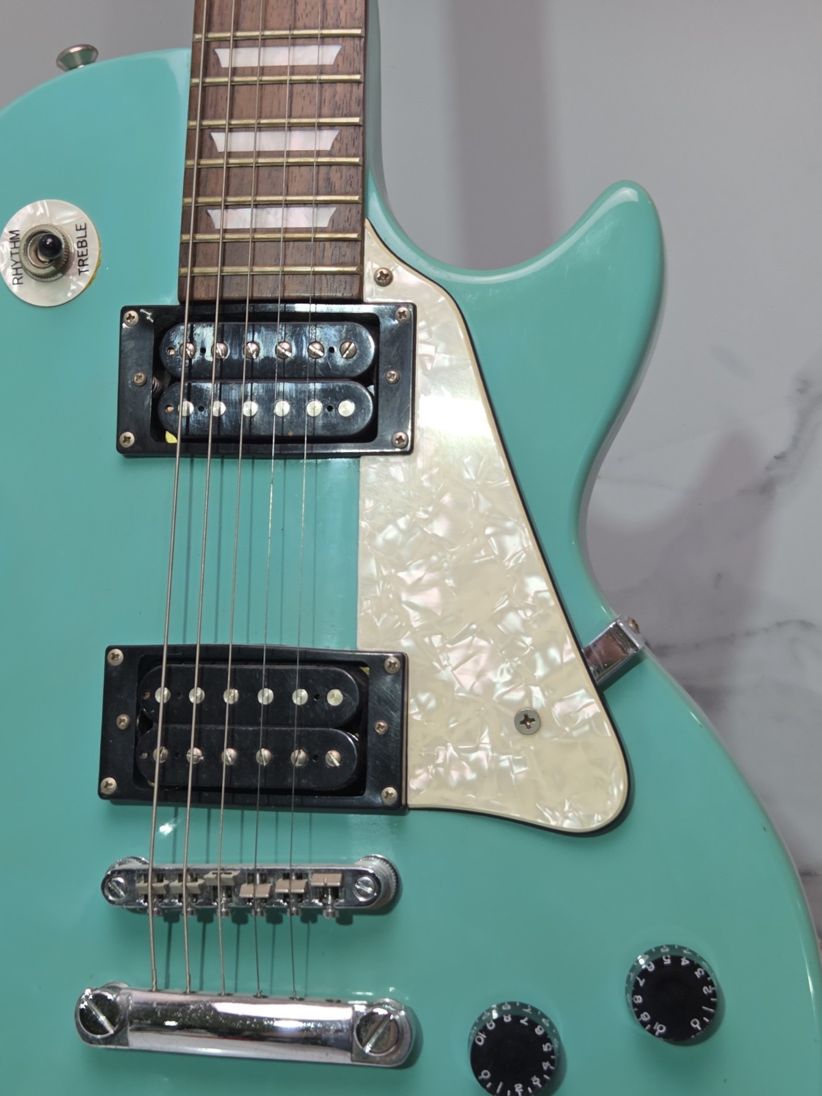 1990s Epiphone Les Paul Studio Turquoise Electric Guitar Vintage