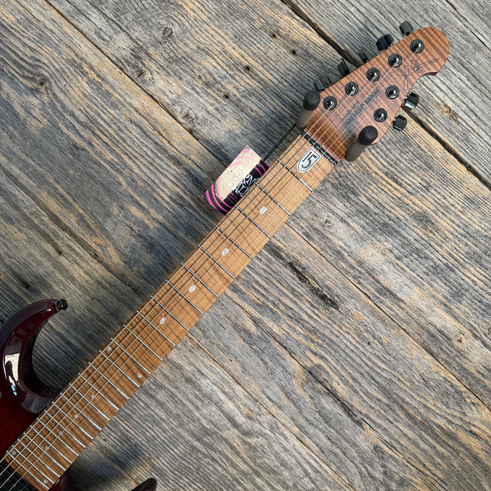 Ernie Ball Music Man JP15 7-String Electric Guitar – Red Tide Quilt