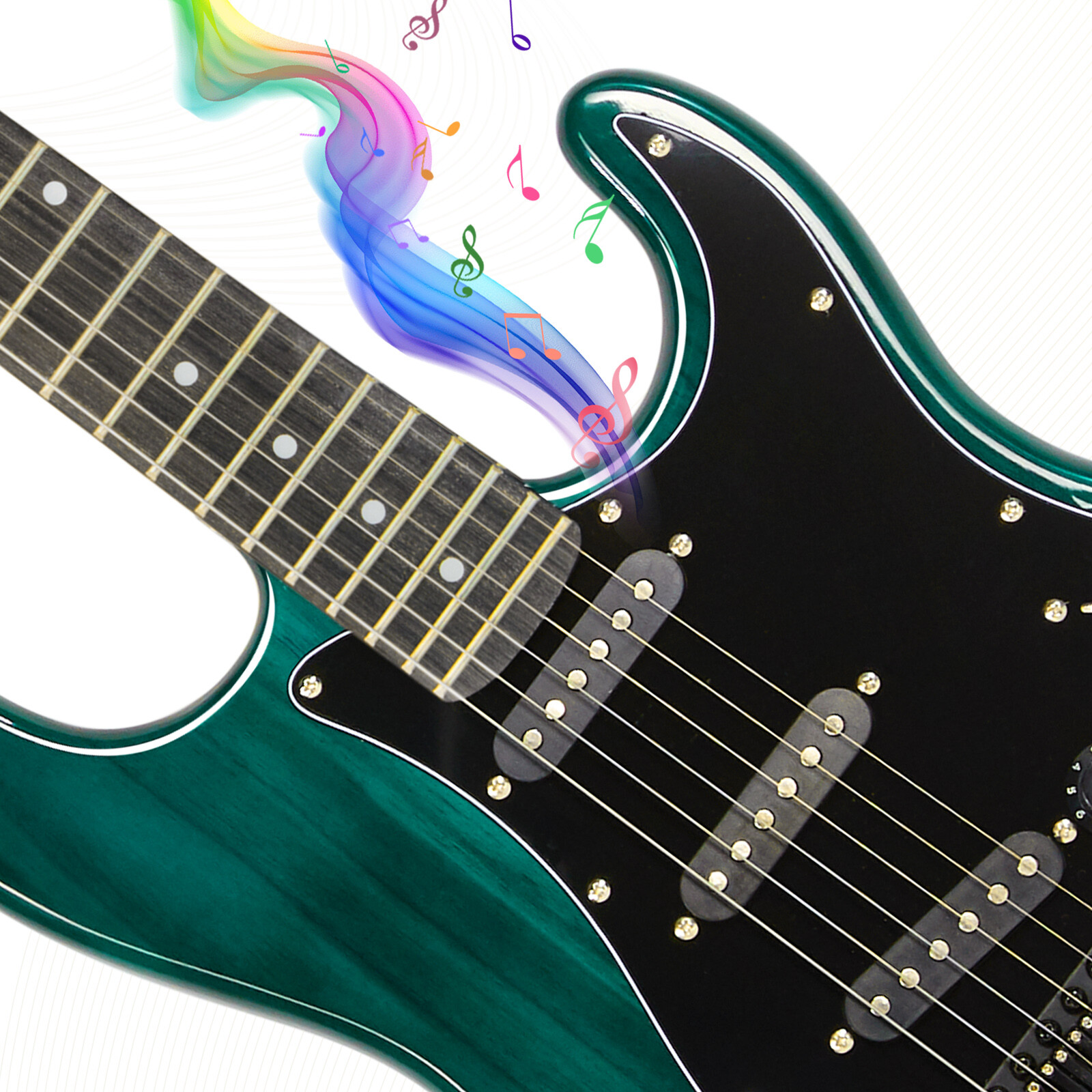 MUSTAR Green 39″ Electric Guitar 6 String for Beginner with 25W AMP+Bag Pack Kit