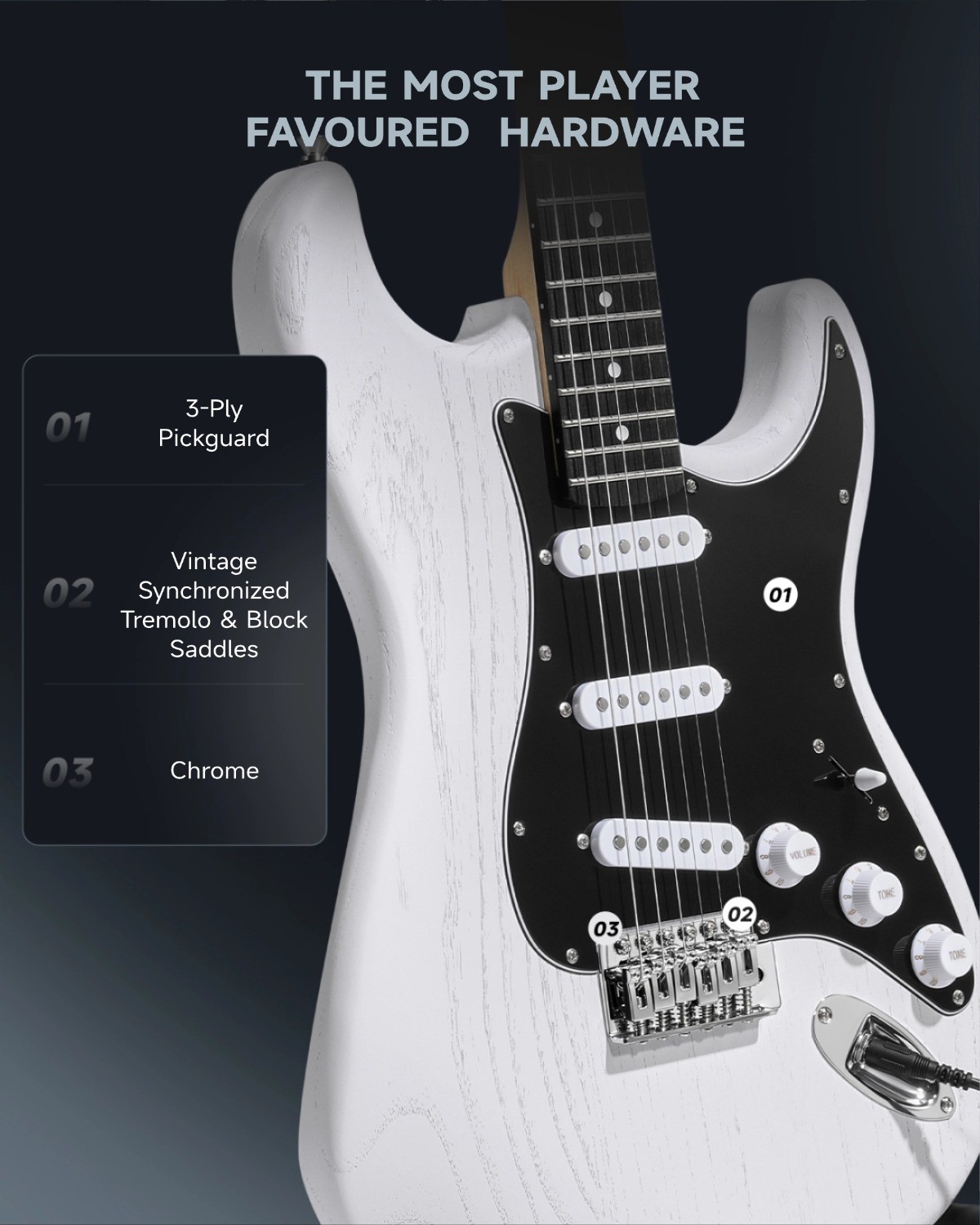 🎸Donner DST-80 Electric Guitar Bundle With Amplifier Gig Bag SSS Pickup | White
